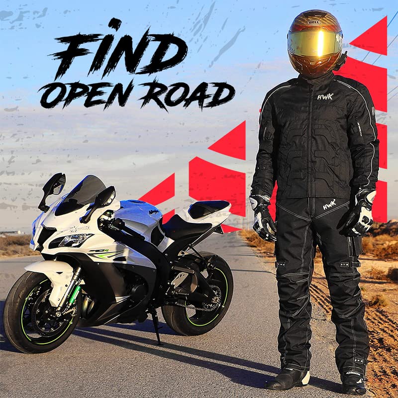 HWK - Textile Motorcycle Jacket For Men Dualsport Enduro Motorbike Biker Riding Jacket Breathable CE ARMORED WATERPROOF (Blue, 4XL)
