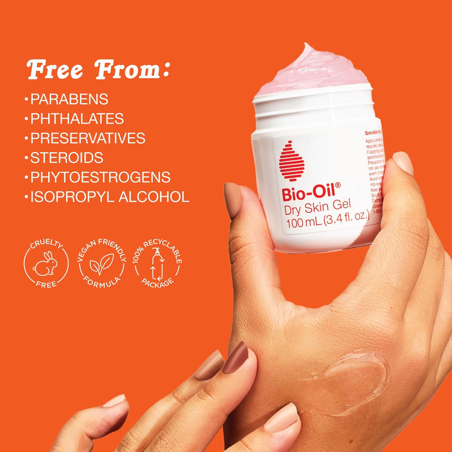 Bio-Oil Dry Skin Gel, Face and Body Moisturizer, Fast Absorbing Hydration, with Soothing Emollients and Vitamin B3, Non-Comedogenic, 3.4 oz