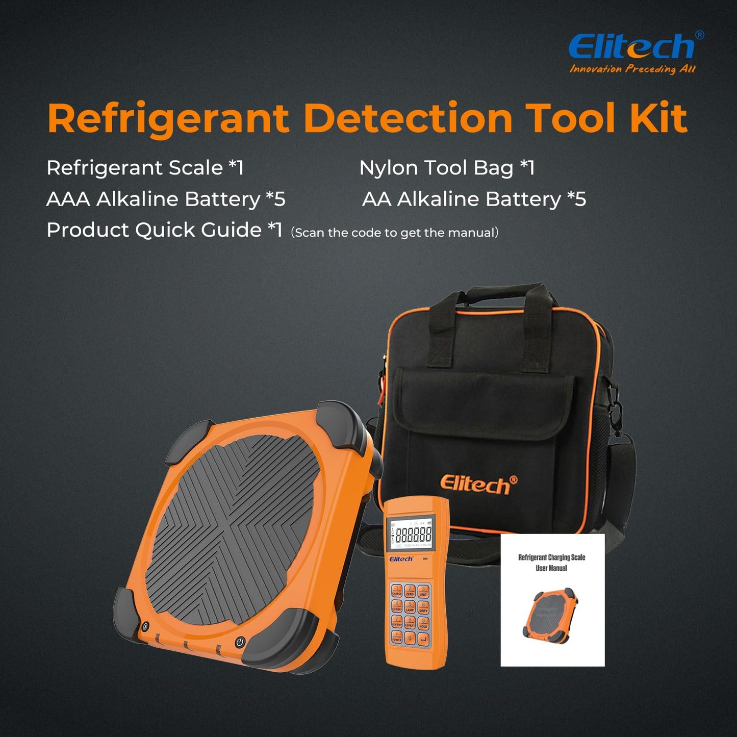 Elitech LMC-310A Báscula Electrónica Refrigerante, HVAC y AC Automatizada con Monitor Portátil y Monitor de LCD, la Medida Más Pesada 100KG