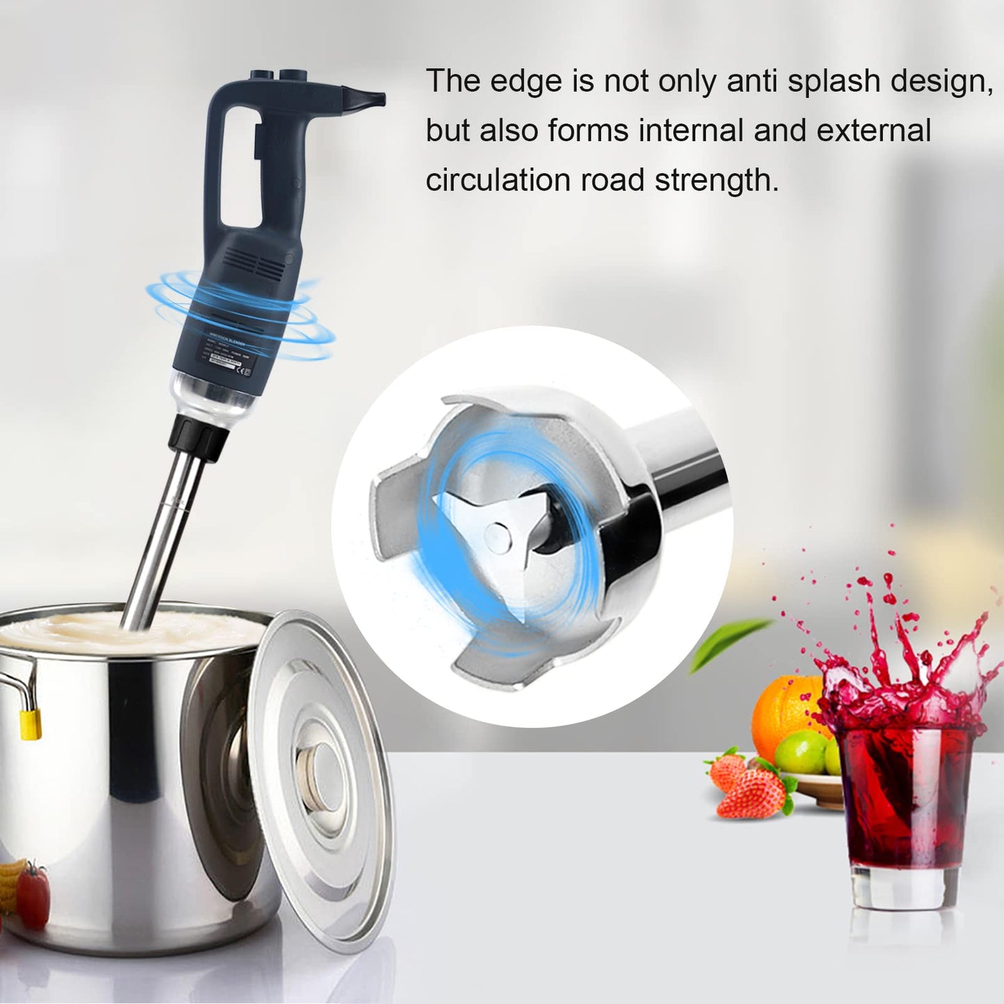 Li Bai - Licuadora de inmersión resistente de 20 pulgadas, mezclador comercial eléctrico, eje desmontable de 750 W, velocidad variable ajustable, emulsionante