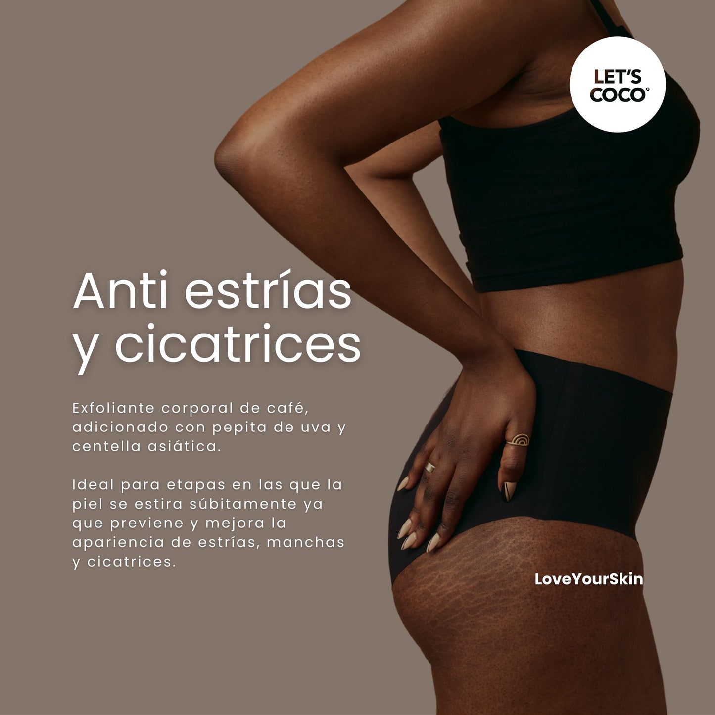LET'S COCO | Kit Anti-Celulitis y Estrías (Let’s Coco Smooth + Violeta Body Oil) - Exfoliante Corporal de Café, Anti-Celulitis, Para Uso en Todo el Cuerpo y Aceite Corporal de Jojoba y Sándalo
