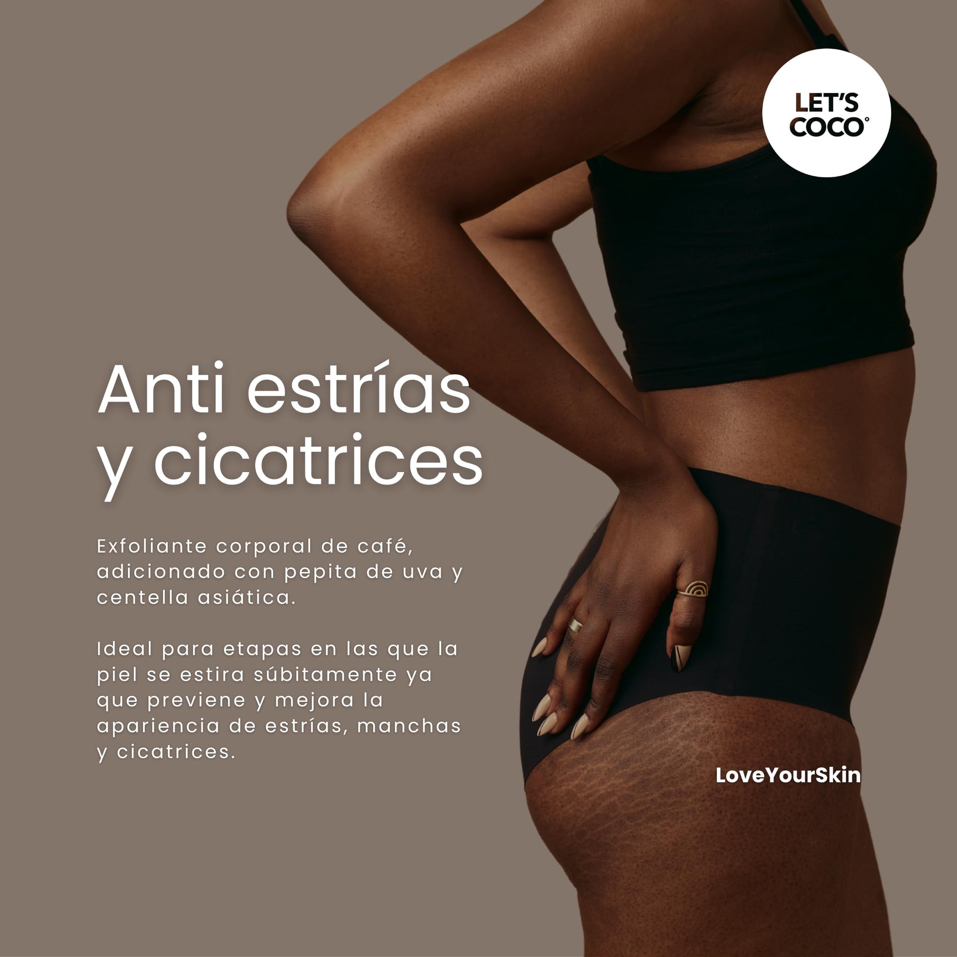 Kit Exfoliante LET'S COCO Cafe y Aceite Jojoba Sándalo Anti-Celulitis y Estrías