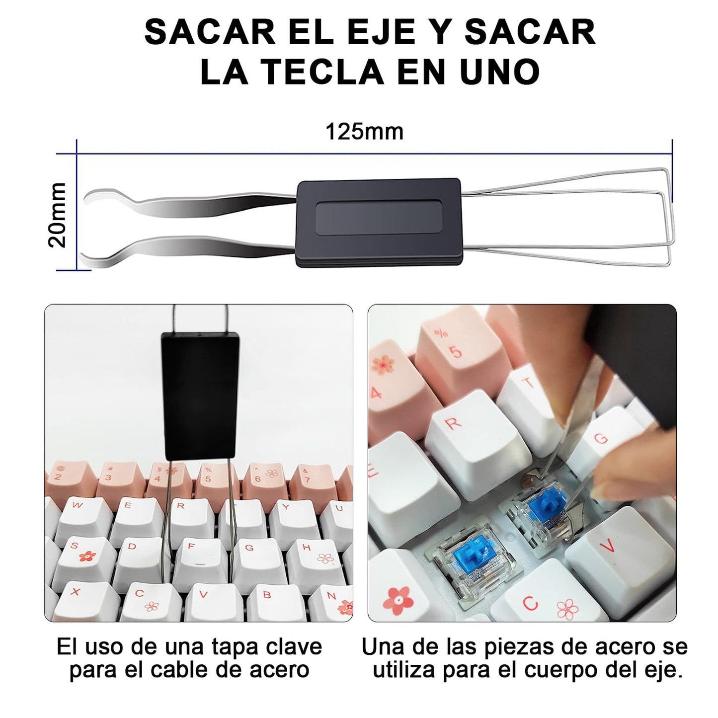 4 Piezas Extractor de Teclas Extractor de Metal Acero Inoxidable Removedor de Teclado con Cepillo para Teclado Herramienta Imprescindible para Teclado y Limpieza del Hogar de Teclado Fijación (4 pcs)