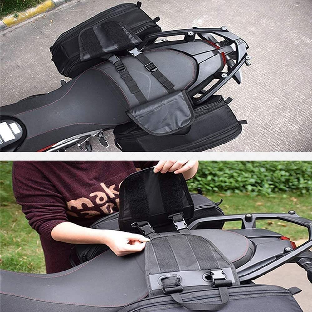 Alforjas de Motocicleta Universal Cuero PU Impermeable Capacidad Ampliable