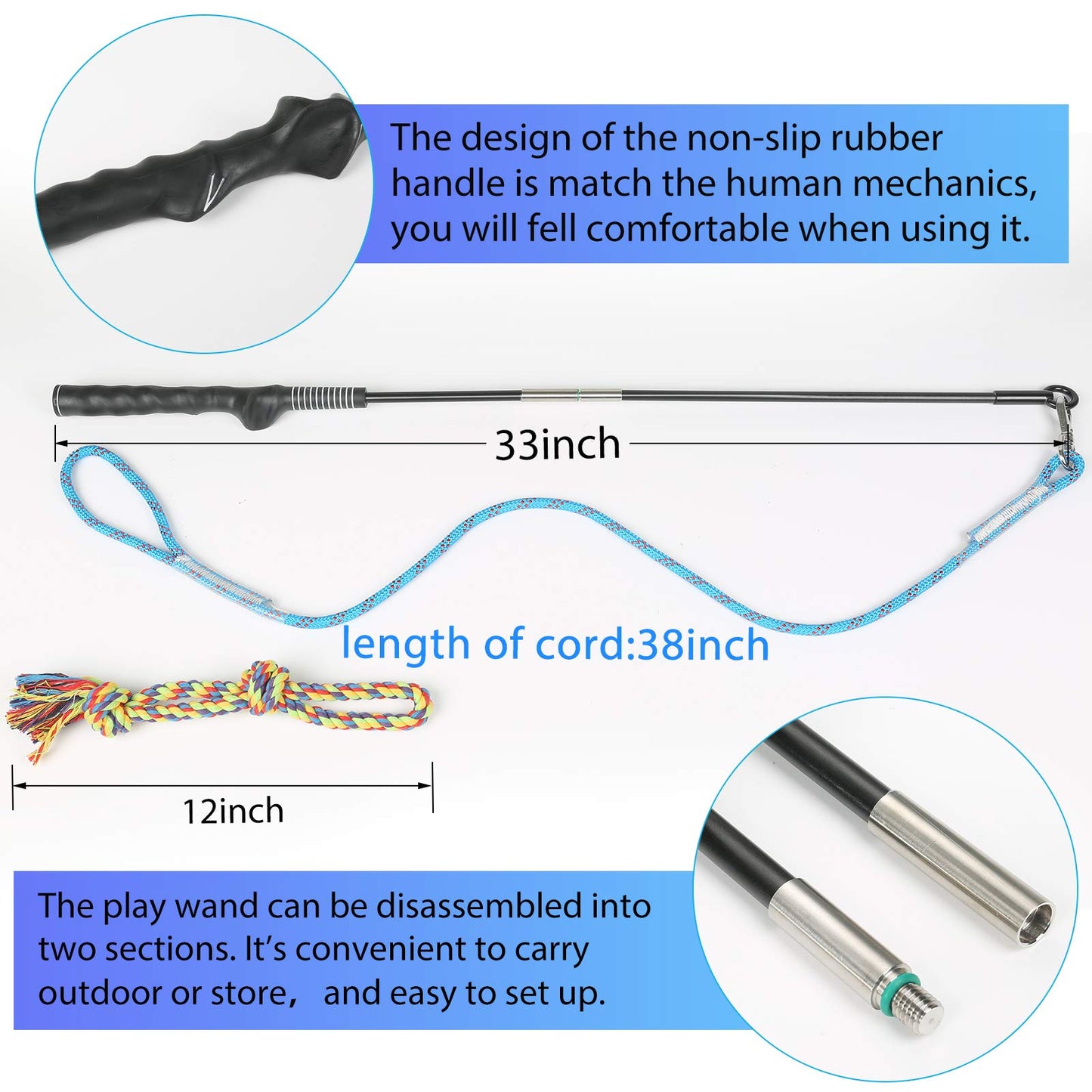 DIBBATU Juguete de poste de coqueteo para perros, varita interactiva para perros, tirón de guerra y ejercicio al aire última intervensión, juguete de señuelo de correa con cuerda de masticar para perseguir y entrenar para perros pequeños