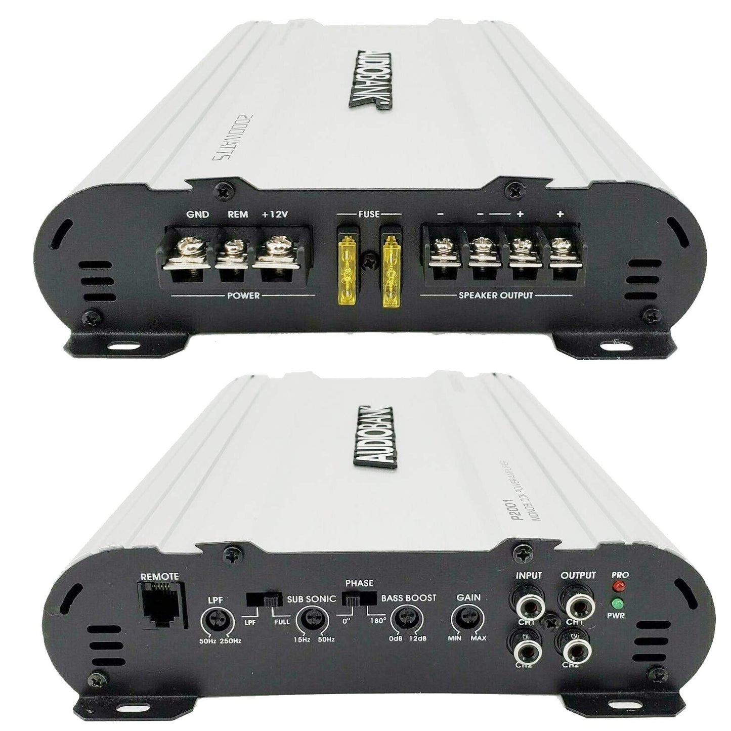 Amplificador Estéreo Audiobank Monoblock 2000 Watts Aleación de Aluminio Resistente para Coche