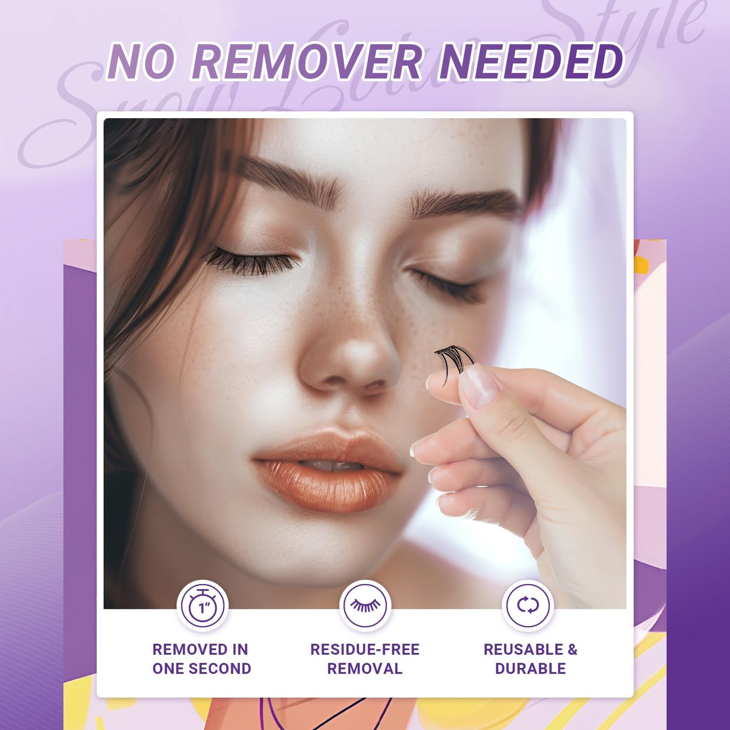 NAGARAKU Grupos De Pestañas Autoadhesivos Para 40 Pcs No Necesita Pegamento Ni Removedor Presión En Un Solo Paso Pestañas Reutilizables Prepegadas En Casa Loto de Nieve (SA-13,0.07 C Curl 10-12mm)