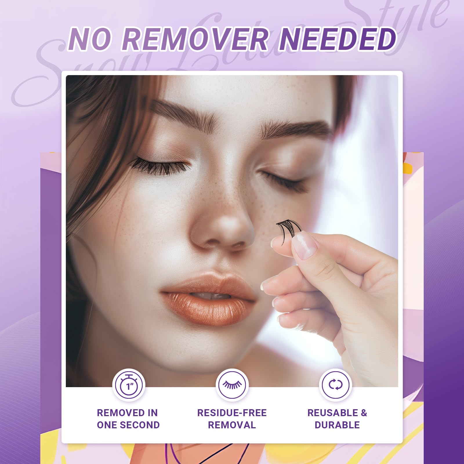 NAGARAKU Grupos De Pestañas Autoadhesivos Para 40 Pcs No Necesita Pegamento Ni Removedor Presión En Un Solo Paso Pestañas Reutilizables Prepegadas En Casa Loto de Nieve (SA-13,0.07 C Curl 10-12mm)