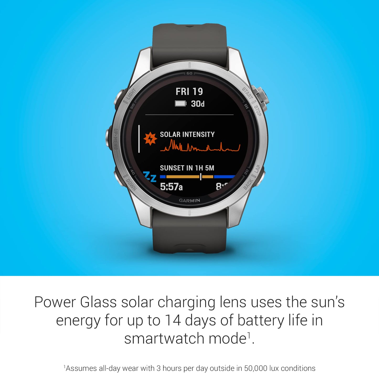 Garmin Fenix 7s Pro Solar, Plata/Grafito 42 mm