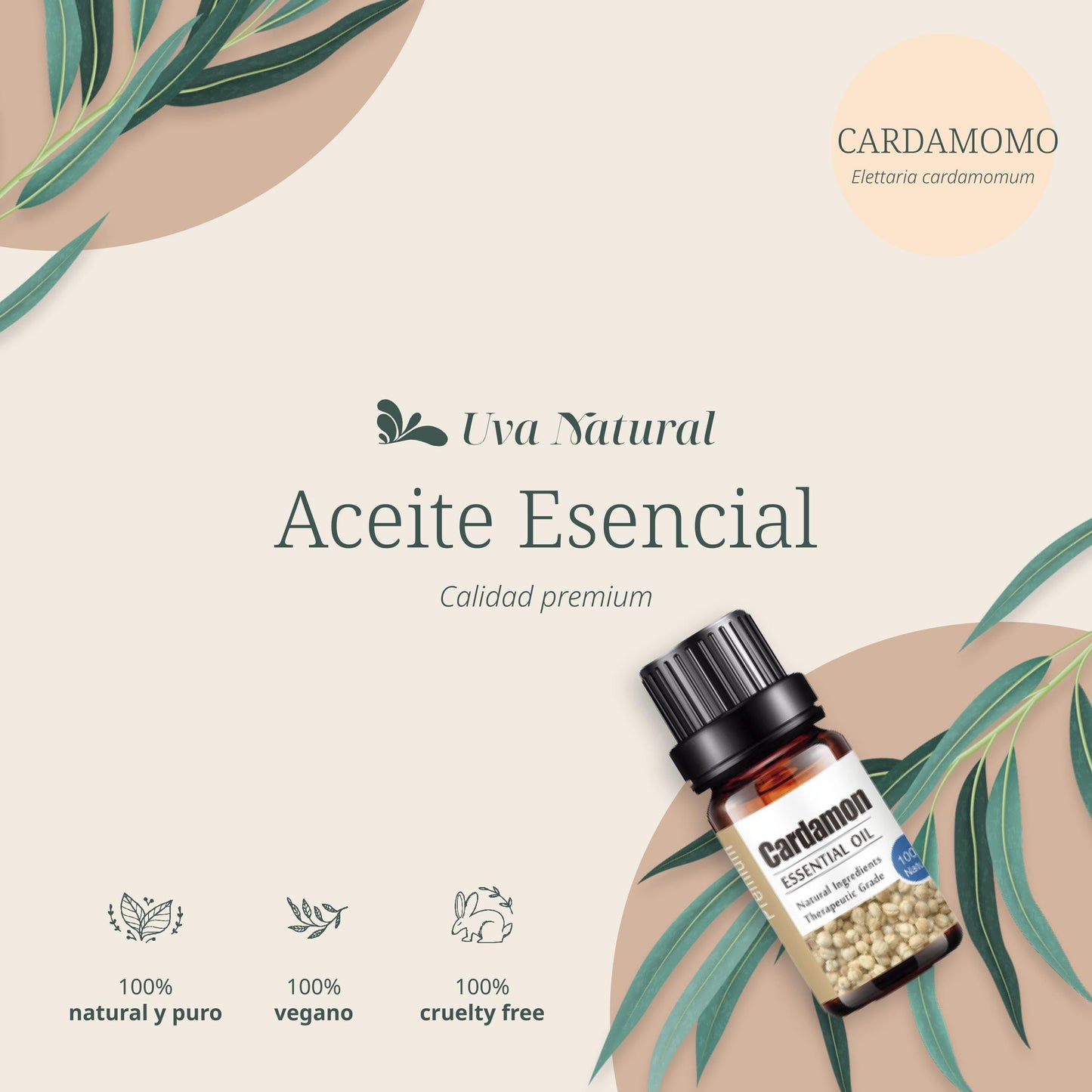 Aceites Esenciales de Cardamomo Natural UVA para Difusores y Humidificadores