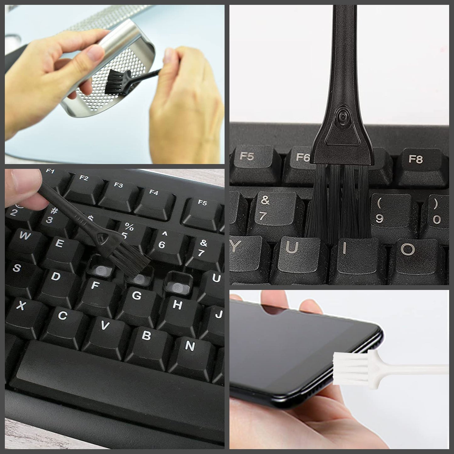 4 Piezas Extractor De Teclas Extractor De Teclas de Metal Acero Inoxidable Removedor De Teclado con Cepillo para Teclado Herramienta Imprescindible para Teclado y Limpieza del Hogar (Negro)