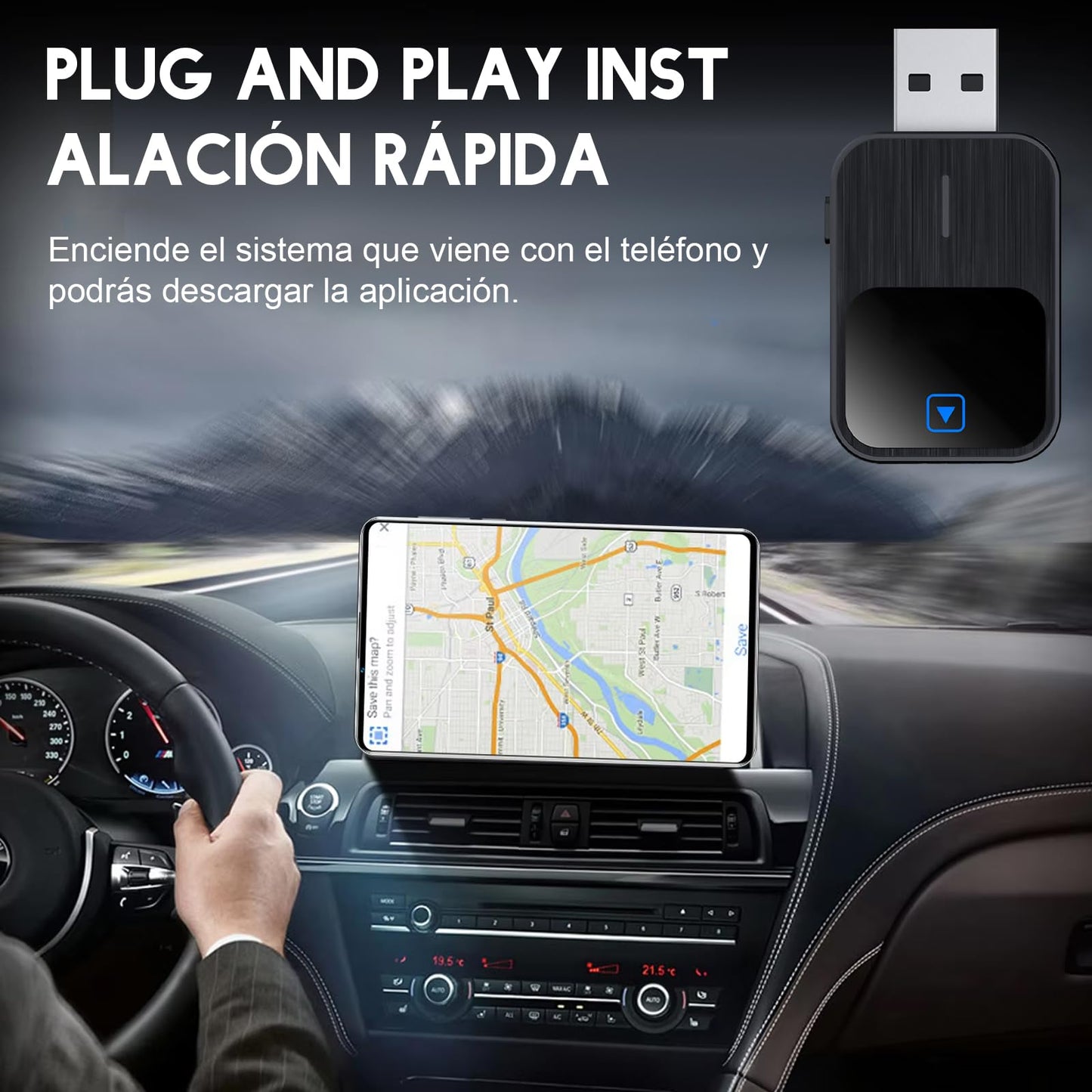 CarPlay Inalambrico y Android Auto 2 en 1 Bluetooth 5.1/WIFI,Adaptador USB Carplay con Función de Reinicio,Convierte Adaptador Cableado en inalámbrico Carplay /Android Auto para Automóviles 2016+