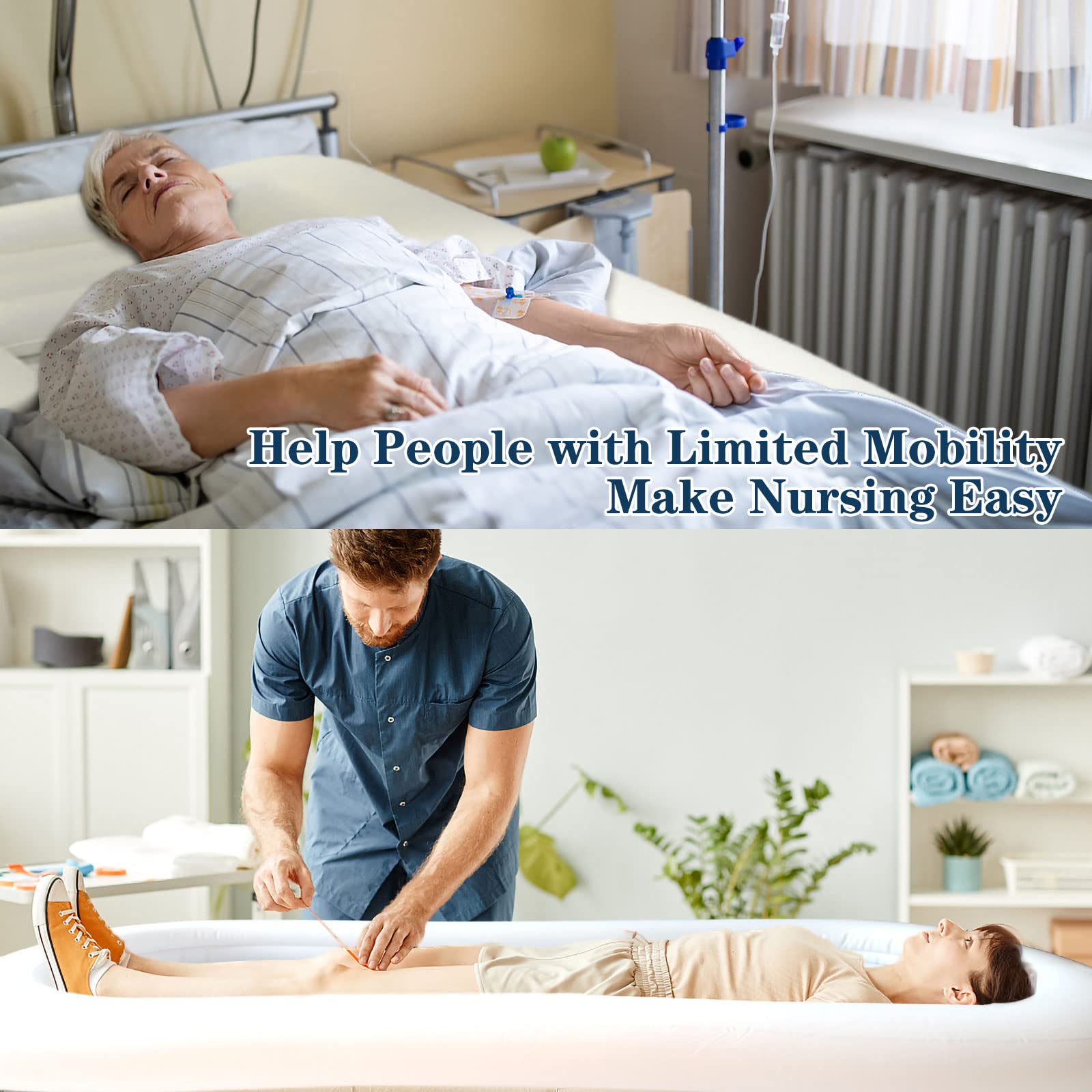 Bañera Inflable Médica Timisea Blanca con Bomba de Aire y Bolsa de Agua para Adultos