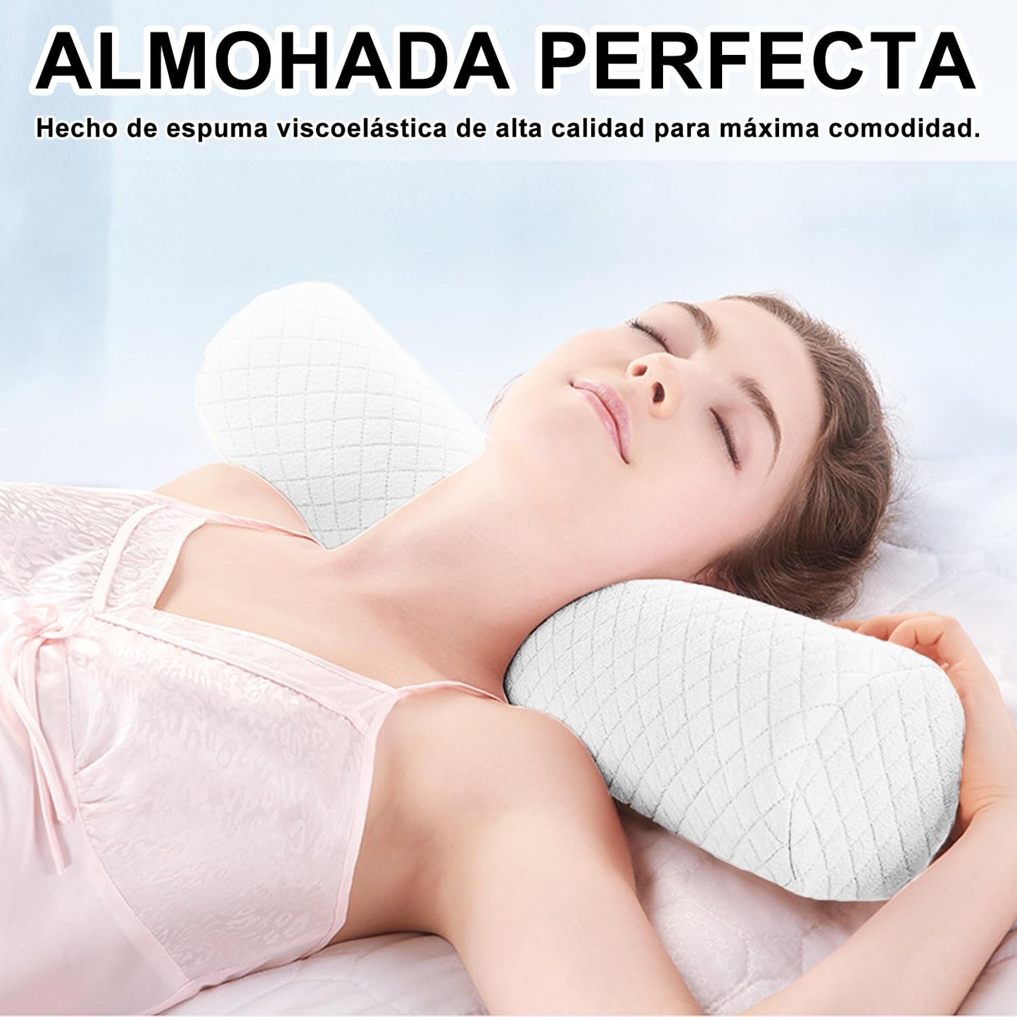 Almohada de Espuma viscoelástica para Cuello Cervical, Almohada Cilíndrica Cervical, Almohadas Enrollables para el Cuello para Dormir con Funda Extraíble Lavable