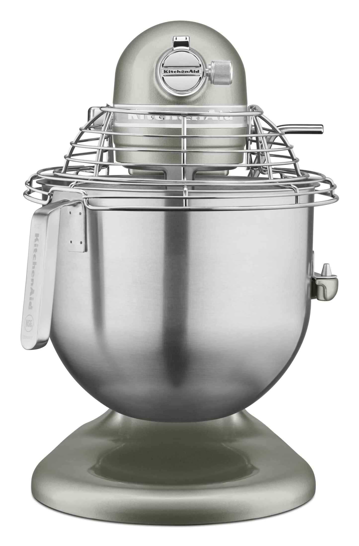 KitchenAid KSMC895CU - Mezclador de encimera comercial de 8 cuartos con protector de tazón, 10 velocidades, impulsado por engranajes, contorno plateado