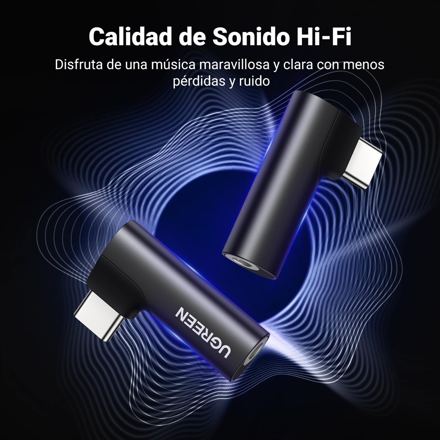 Adaptador USB C a Jack 3.5mm UGREEN Negro con DAC Chip para Auriculares