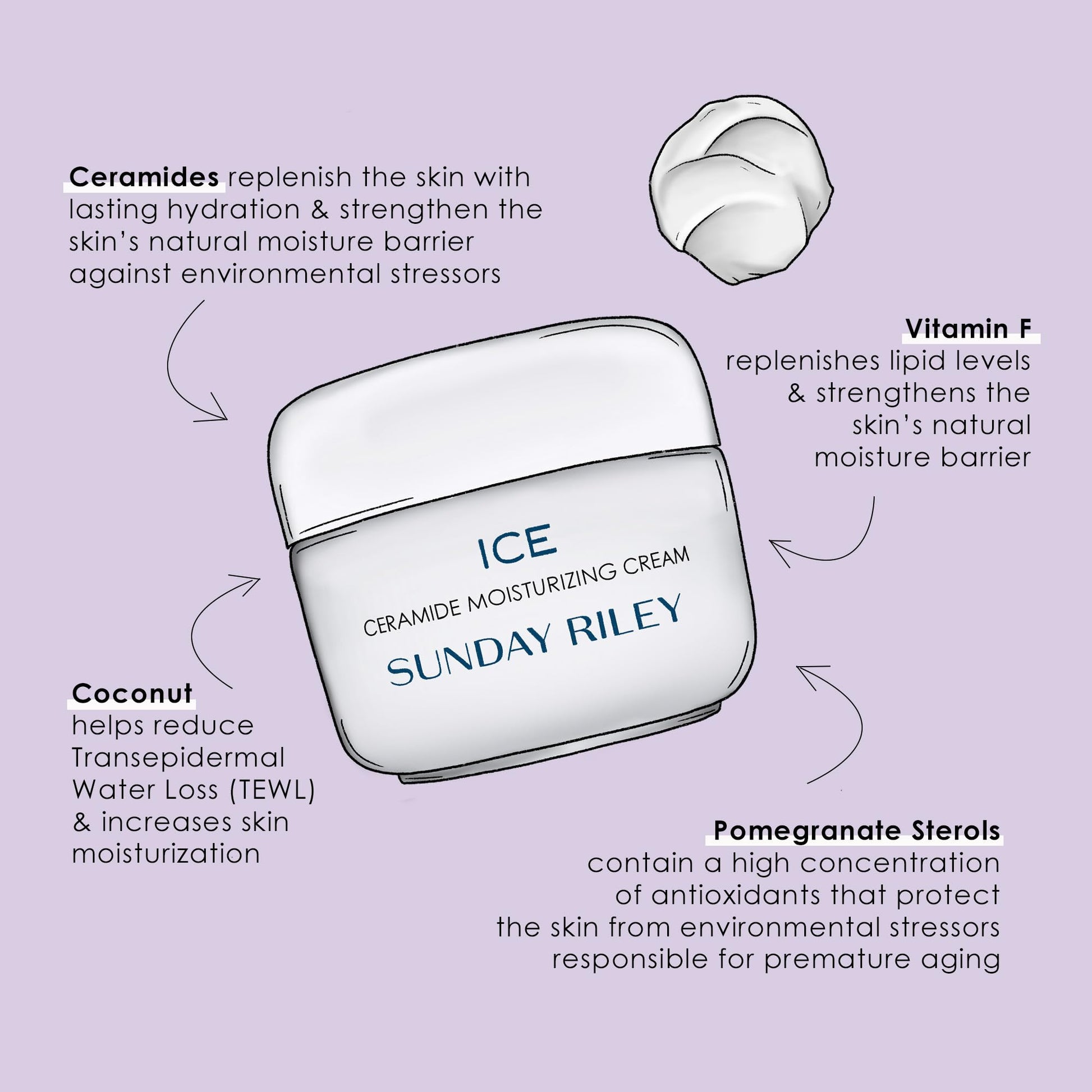 Sunday Riley Ice Ceramide and Vitamin F Moisturizing Face Moisturizer Dry Skin Cream