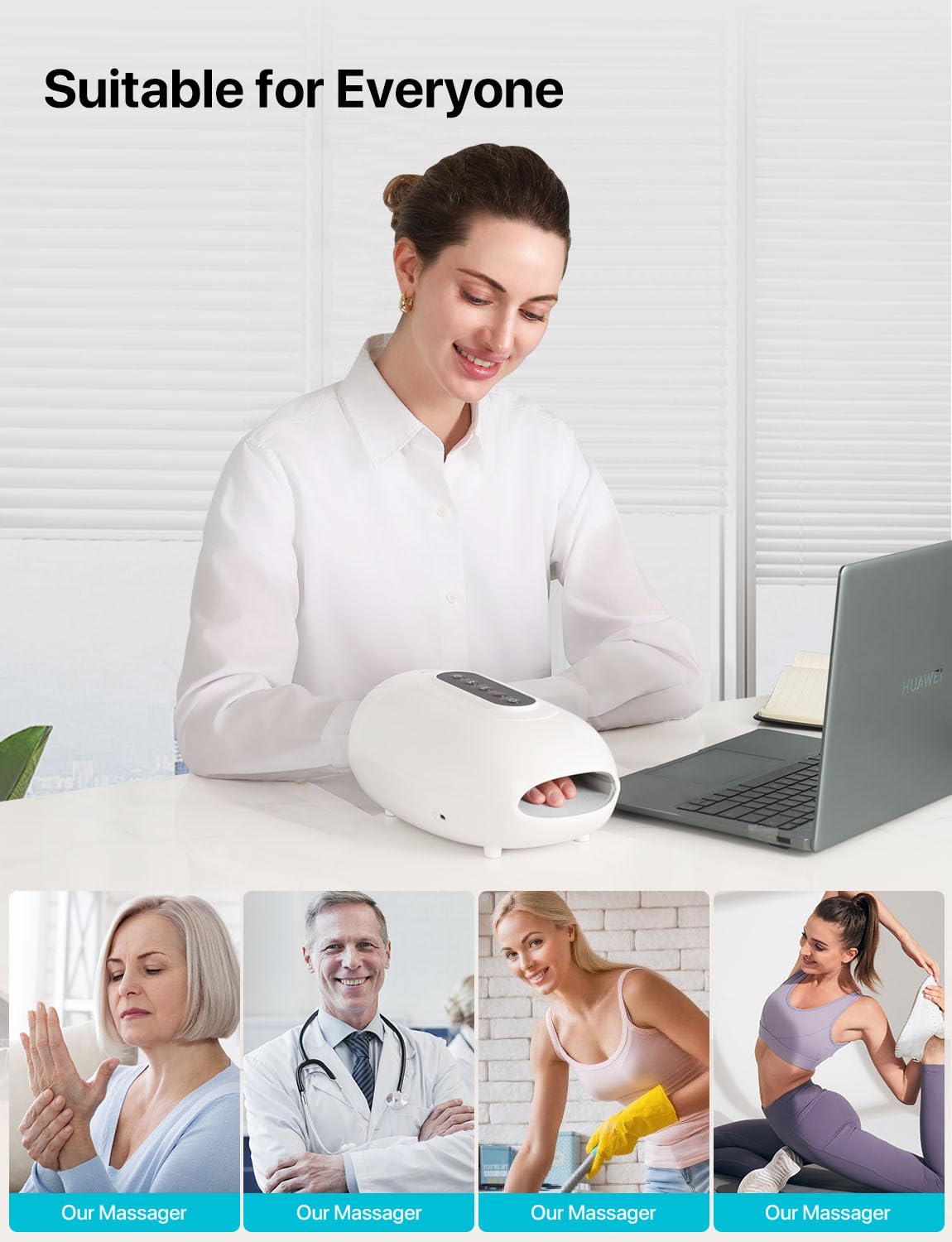 ALLJOY Regalos de Navidad, masajeador de manos con rodillos para aliviar la artritis y el túnel carpiano, máquina de masaje Shiatsu recargable con calor, para el entumecimiento de los dedos, regalos
