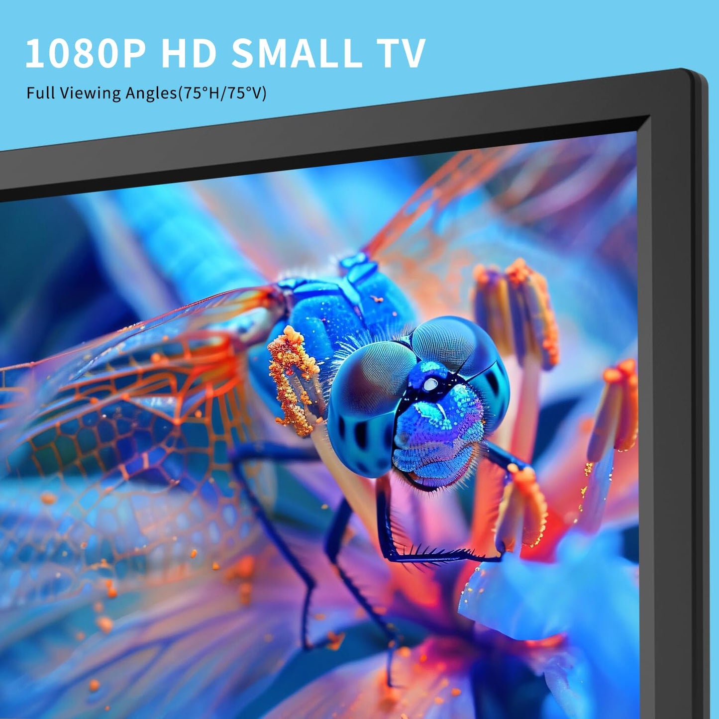 Jexiop TV de visualización plana de 16 pulgadas, televisor pequeño con control remoto, perfecto Full HD 1080P para cocina, entrada de adaptador de CA de doble alimentación DC-12V y CA para tu RV y