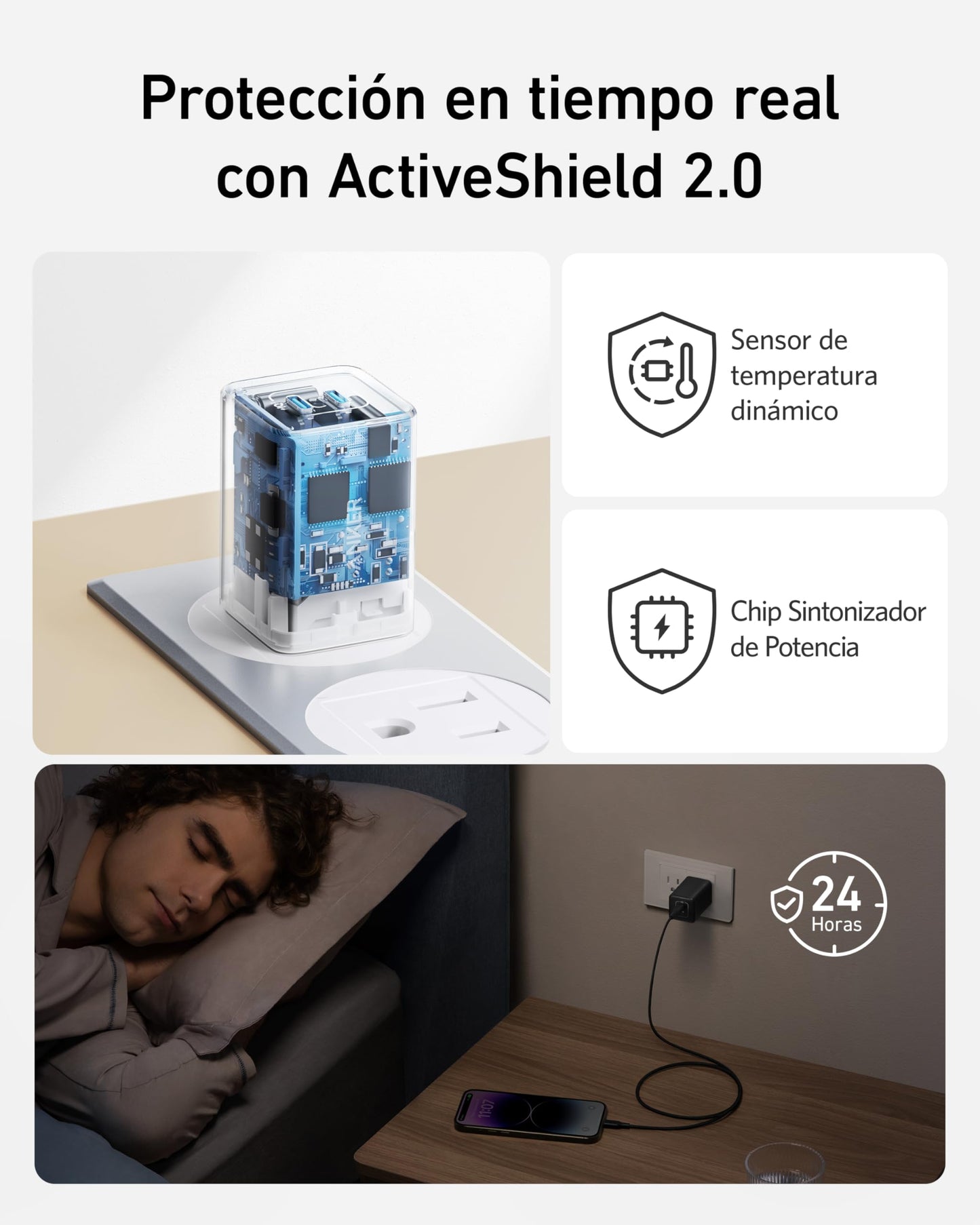 Anker Cargador USB-C 47 W, Cargador 523 (Nano 3), Cargador rápido GAN Compacto de 2 Puertos para iPhone 14/14 Plus/14 Pro/14 Pro Max/13, Galaxy, Pixel 4/3, iPad/iPad Mini (Cable no Incluido)