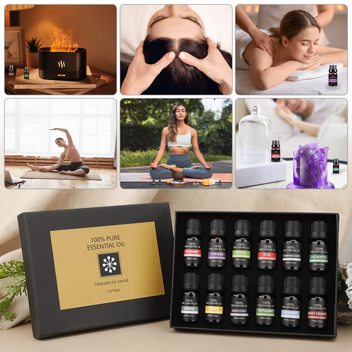 Aceites Esenciales VIDA4U 12 Piezas Naturales para Difusores y Humidificadores