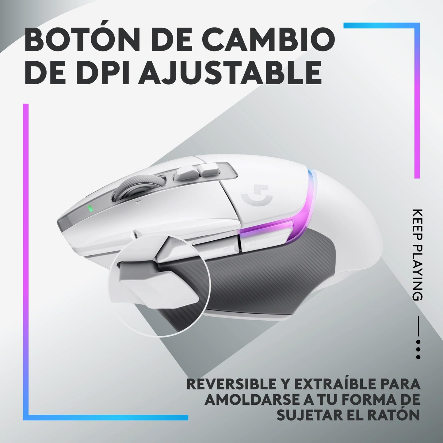 Logitech G502 X Plus Lightspeed Mouse Óptico Inalámbrico RGB para Gaming - Interruptores híbridos LIGHTFORCE, LIGHTSYNC RGB, Sensor Gaming Hero 25K, Compatible con PC - macOS/Windows - Blanco