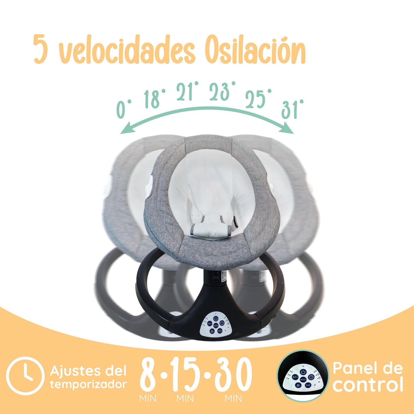 Mecedora Eléctrica YEI Beige con Control Remoto y Juguetes para Bebé