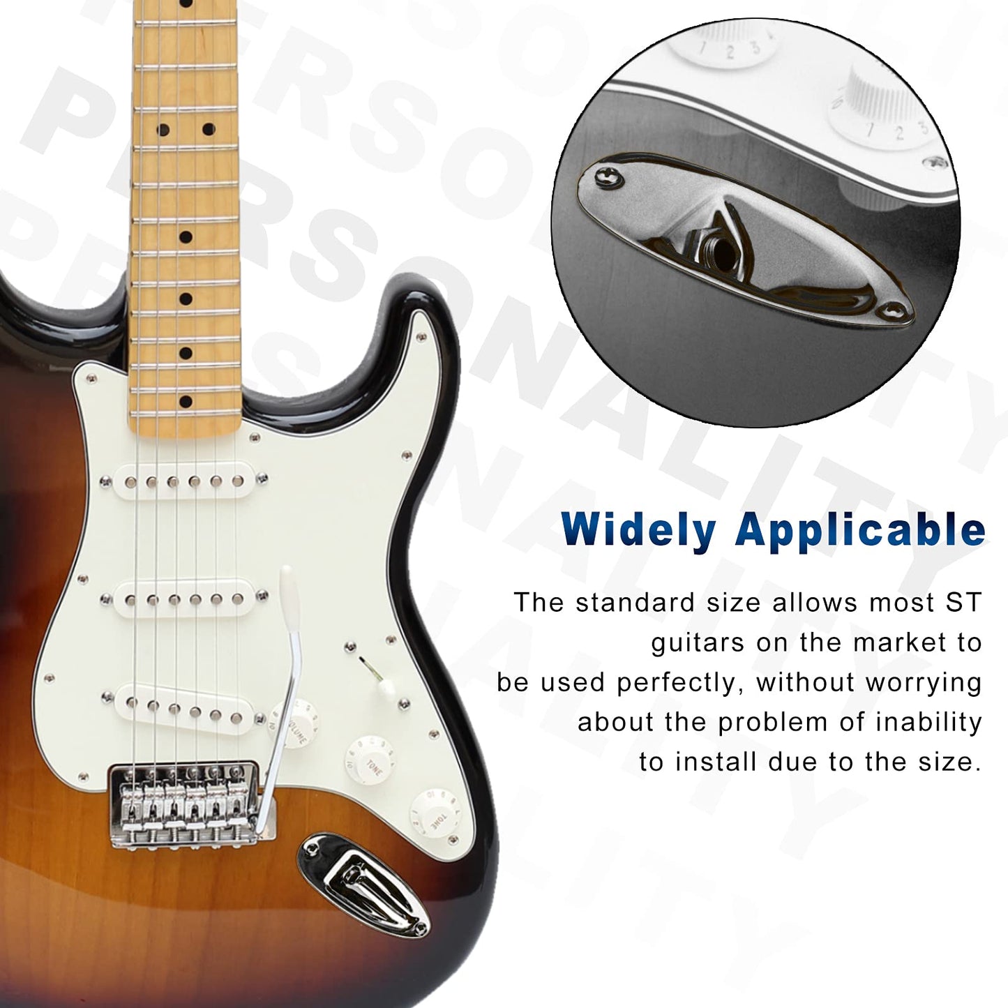 SAPHUE - Placa de entrada para guitarra, estilo barco, 1/4 pulgadas con tornillos para Fender Stratocaster Strat St overol guitarra eléctrica para piezas de repuesto de guitarra eléctrica (negro)