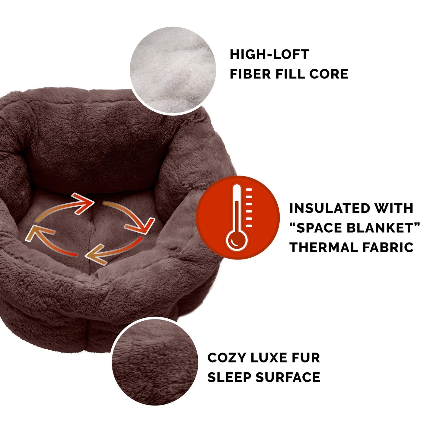 Furhaven 23" Round Medium Dog Bed Hi Lo Self-Warming Luxury Plush Faux Fur Cuddler, Washable - Sable Brown, Medium