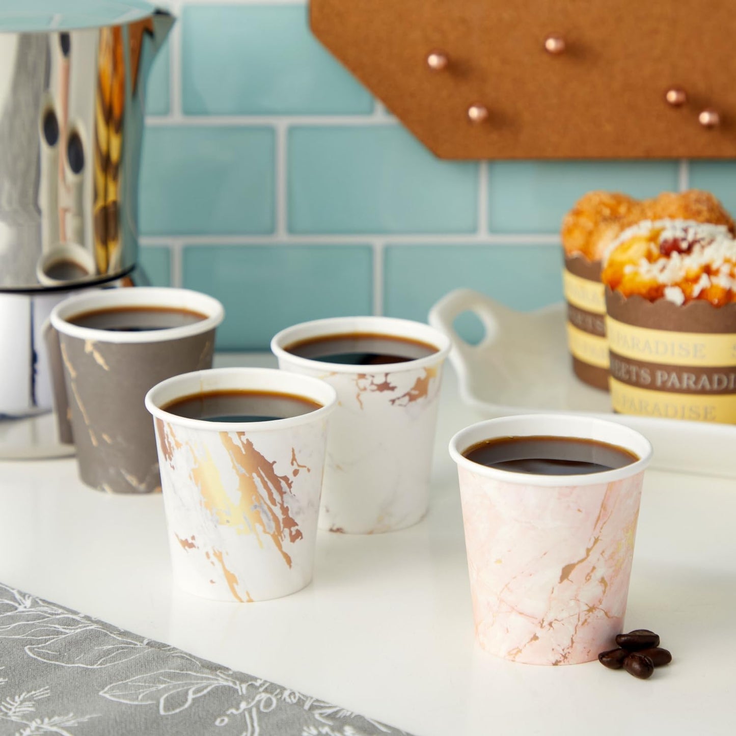Tazas Desechables Sparkle and Bash Mármol Versátiles 4 oz