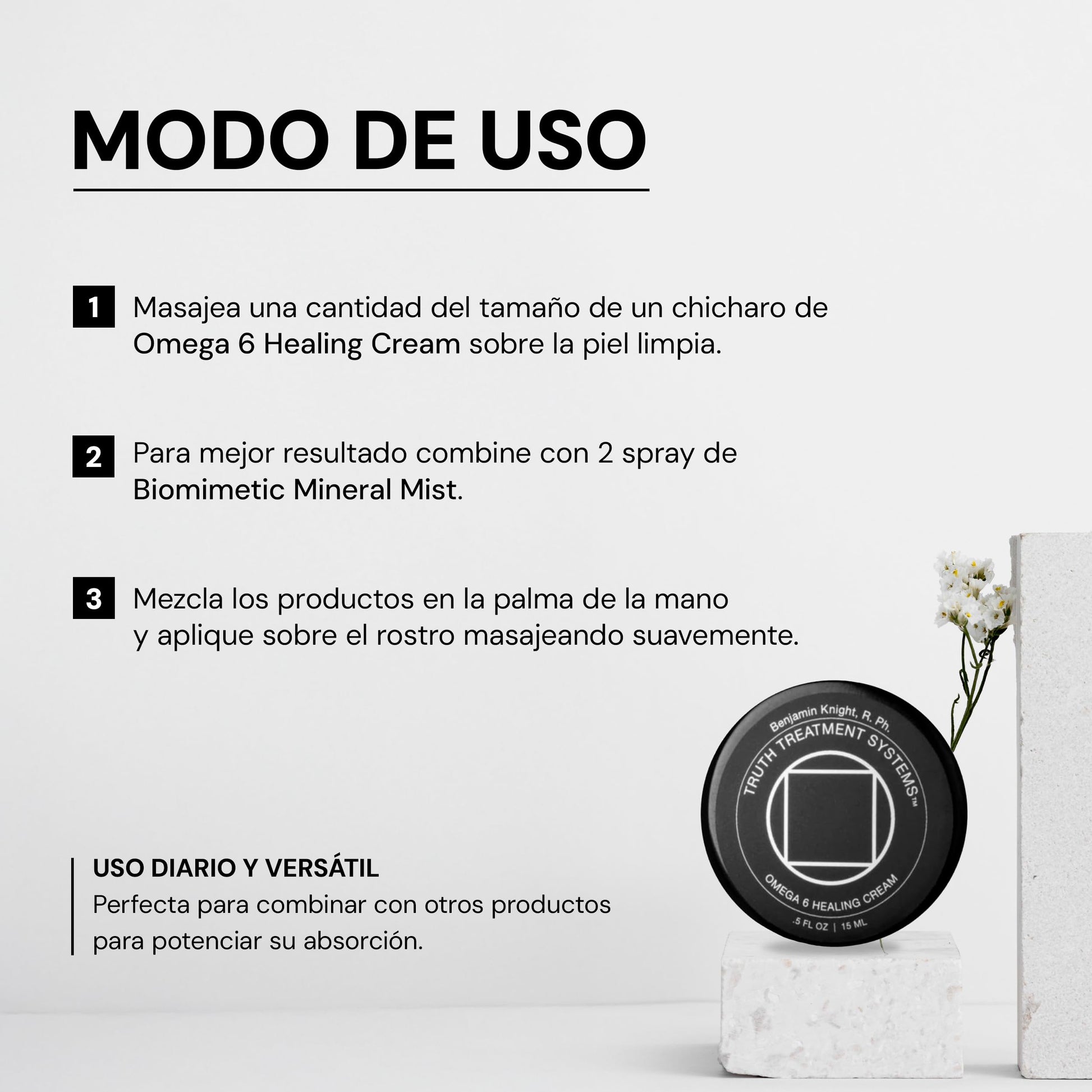 TRUTH TREATMENT | Omega 6 Healing Cream 15ml - Crema Hidratante con Omega 6 y Vitamina C | Hidratante Facial - Cuidado de la Piel Skincare