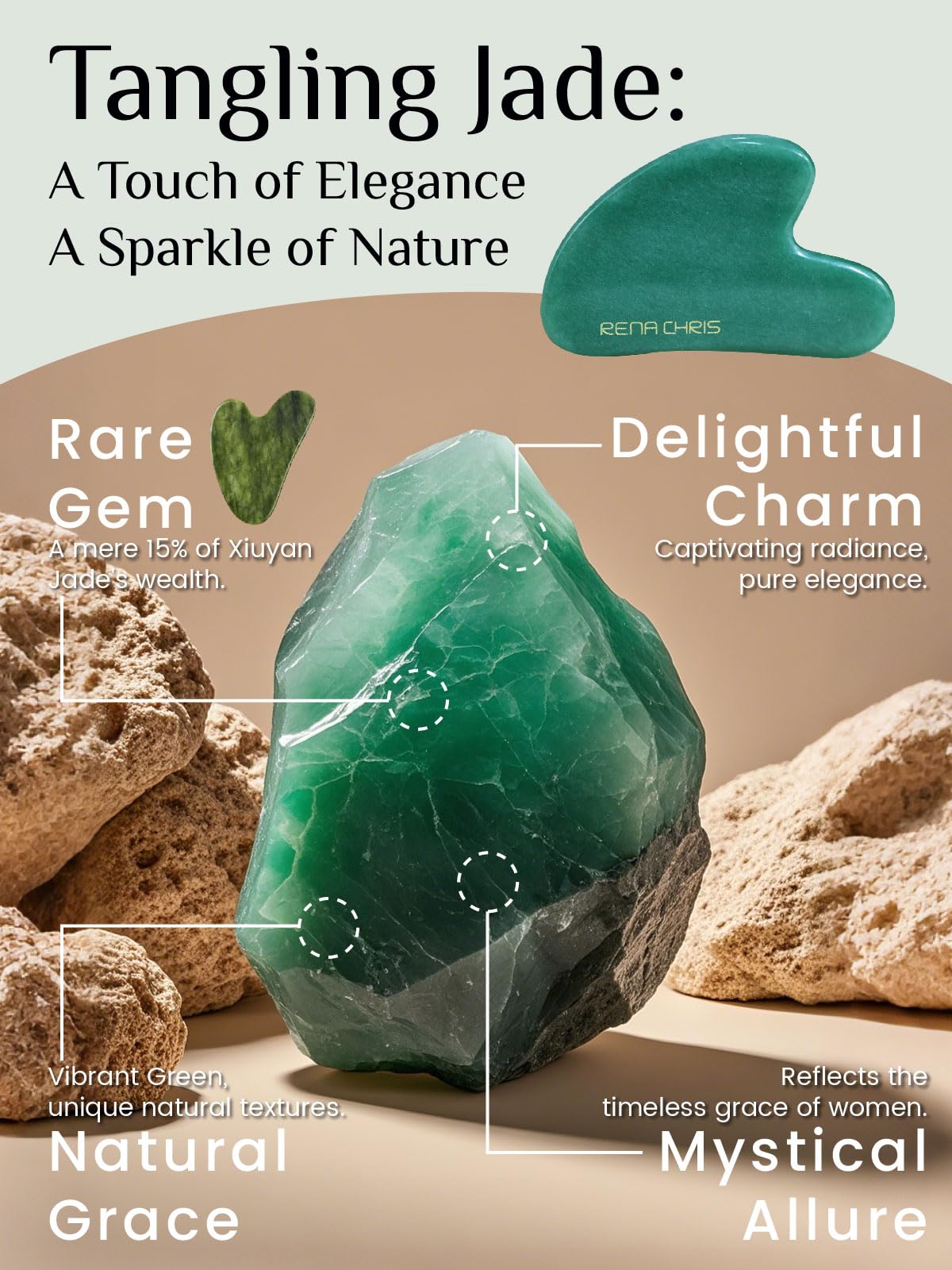 Gua Sha - Herramienta facial, tabla de guasha de piedra de jade natural para terapia de acupuntura de spa, tratamiento de puntos de activación, herramienta de masaje de raspado Gua Sha (verde)