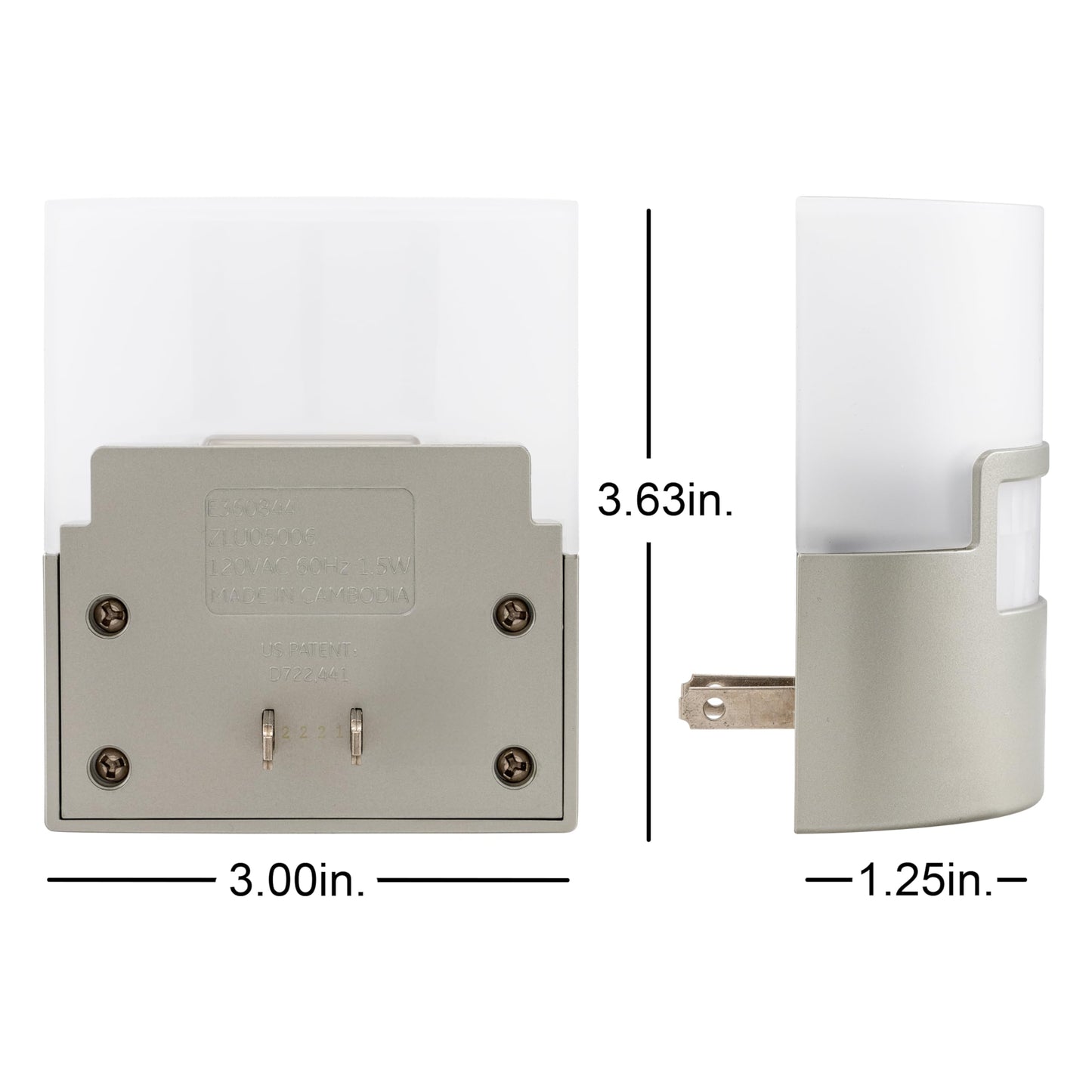 GE Enbrighten Luz De Noche Plateada Led Con Sensor De Movimiento 1 Pieza 40 Lúmenes Enchufable Blanco Suave Certificacion UL Ideal Para Dormitorio Guardería Baño Oficina Escaleras 29844