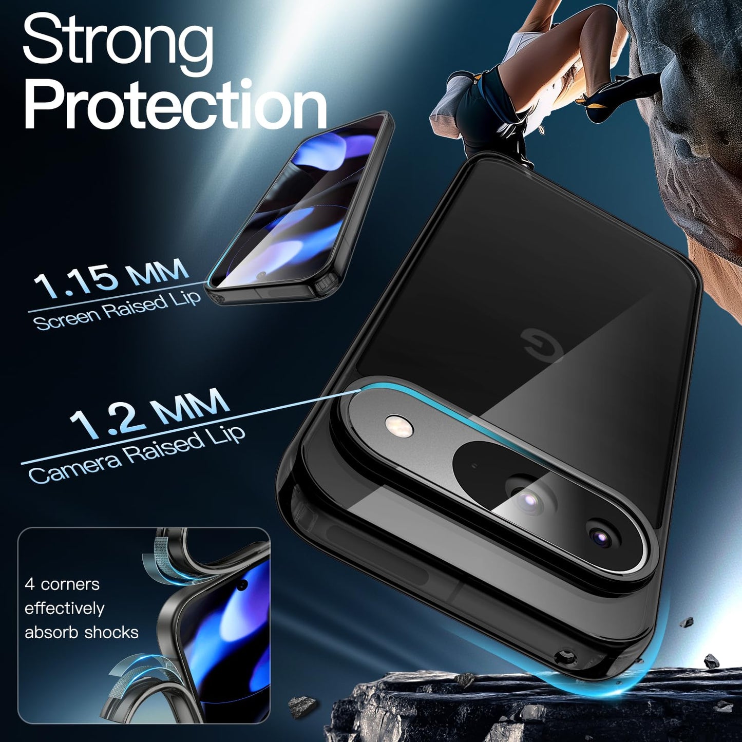 JETech Funda para Google Pixel 9/9 Pro 2024, Anti-Amarillo Antigolpes Protectora Carcasa, Antiarañazos PC Duro Respaldo (Negro)