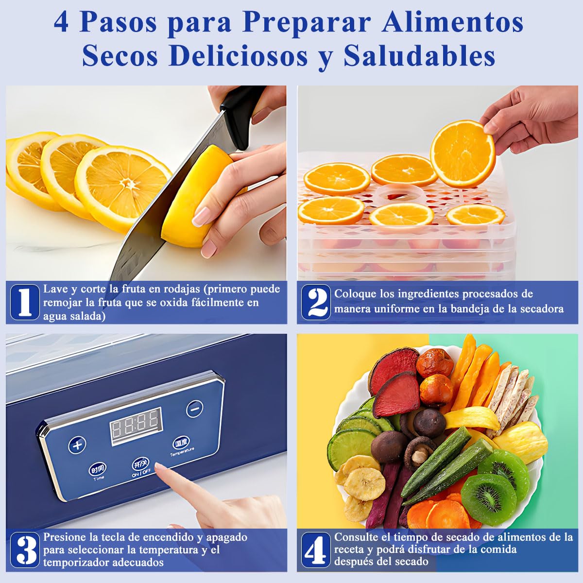 AHILAX Deshidratador de Alimentos Máquina Deshidratadora de Frutas y Verduras con 5 Bandejas, Secadora Eléctrico de Alimentos con Control de Temperatura Y Temporizador Ajustable para Carnes y Hierbas