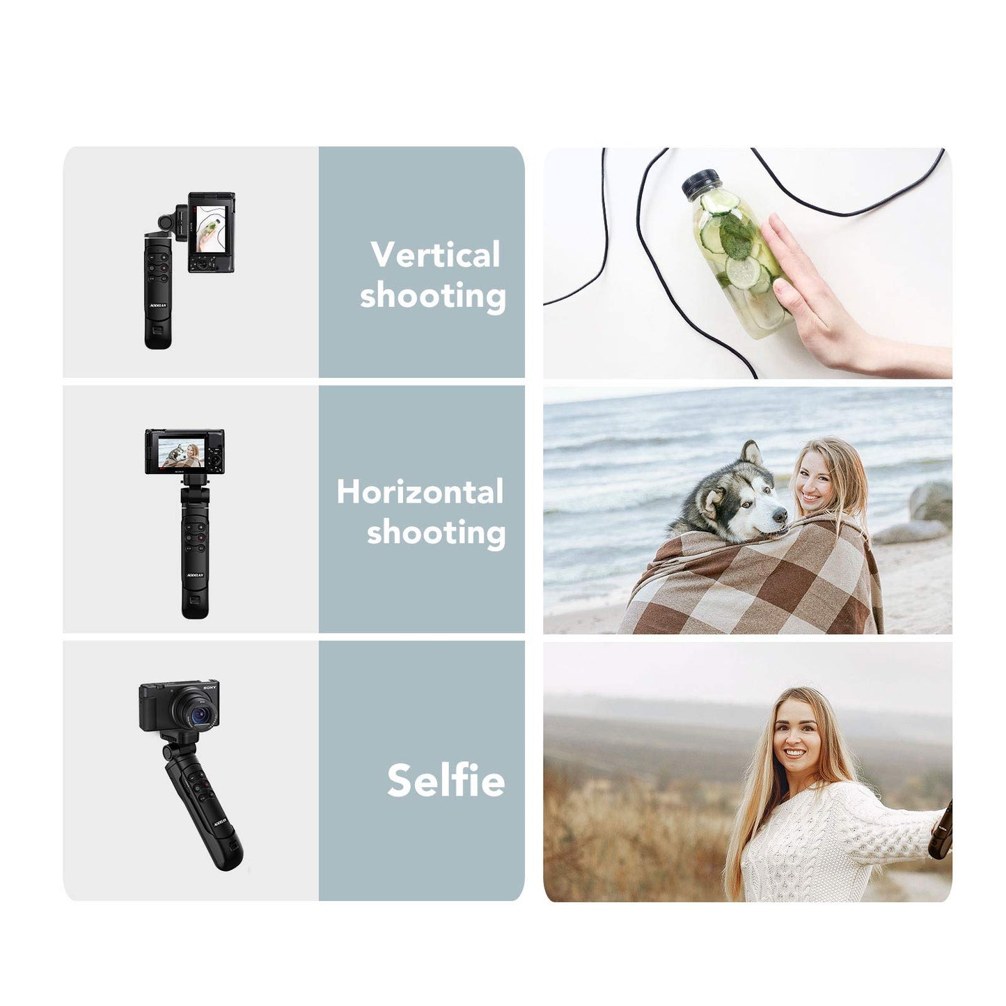 AODELAN - Trípode inalámbrico con control remoto para Vlogging, para Sony ZV-E10, ZV-1F, ZV-E10 II, a6100, a6400, a6600, a7 III, a7R III, a7R IV, a9, a9 II, reemplazar Sony GP-VPT2BT