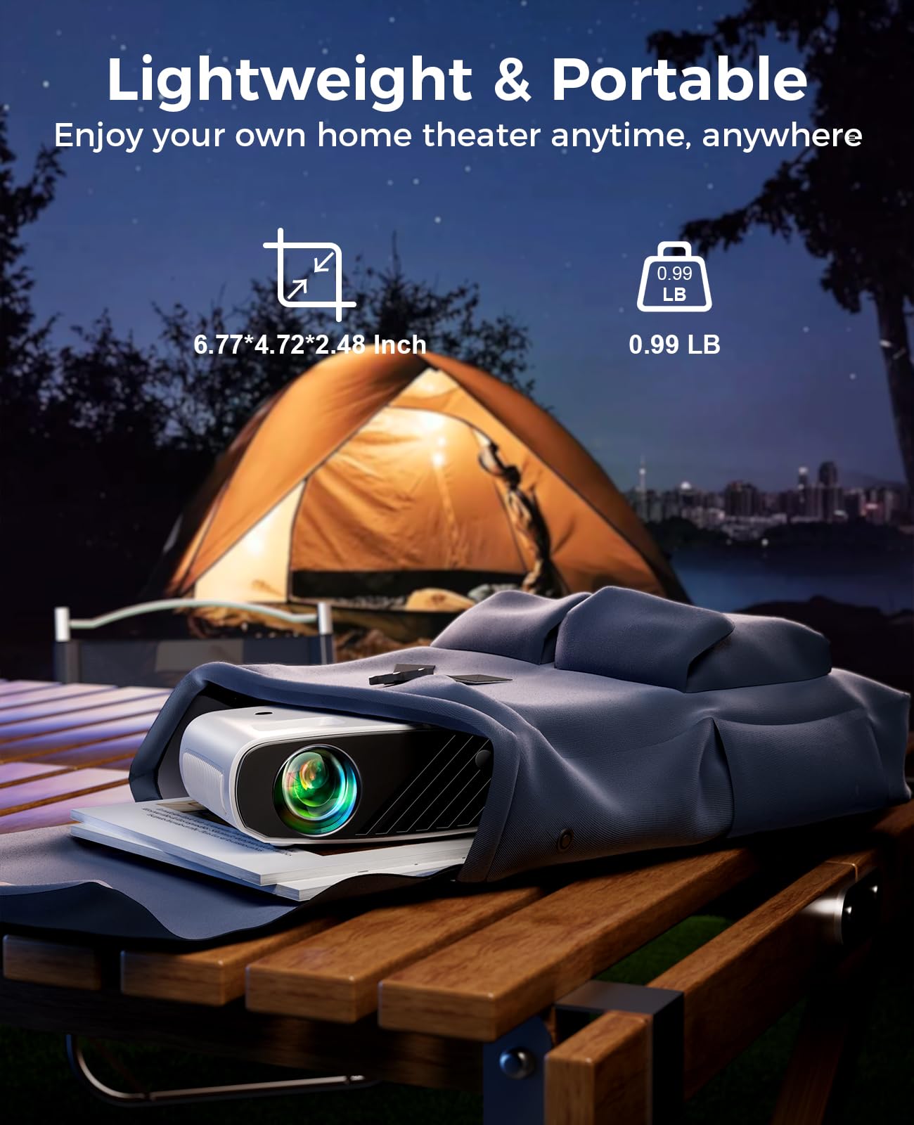ELEPHAS - Mini proyector para iPhone, proyector HD 1080P actualizado 2024, proyector portátil 8000L con trípode, proyector de película Compatible con Android/iOS/Windows/TV Stick/HDMI/USB