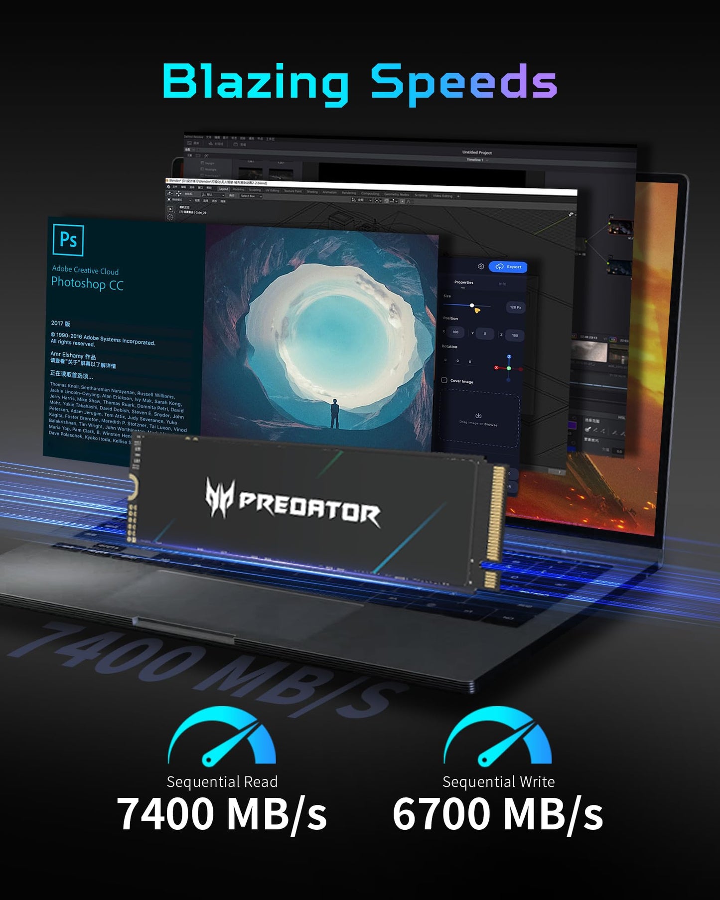 Unidad SSD Acer Predator GM7000 4TB NVME Gen4X4 7400MB/s