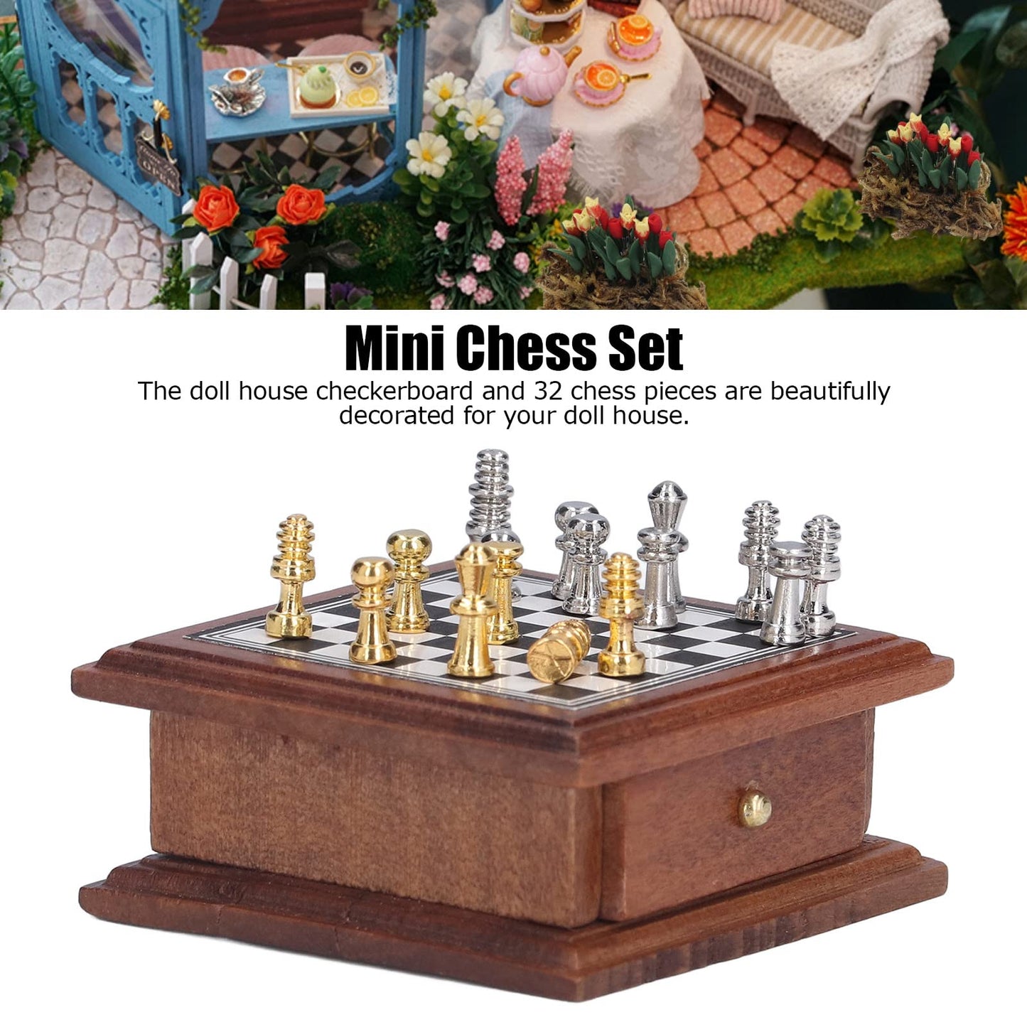 Juego de Mesa de ajedrez, Juego de ajedrez en Miniatura Mini colección de decoración Exquisita para el hogar