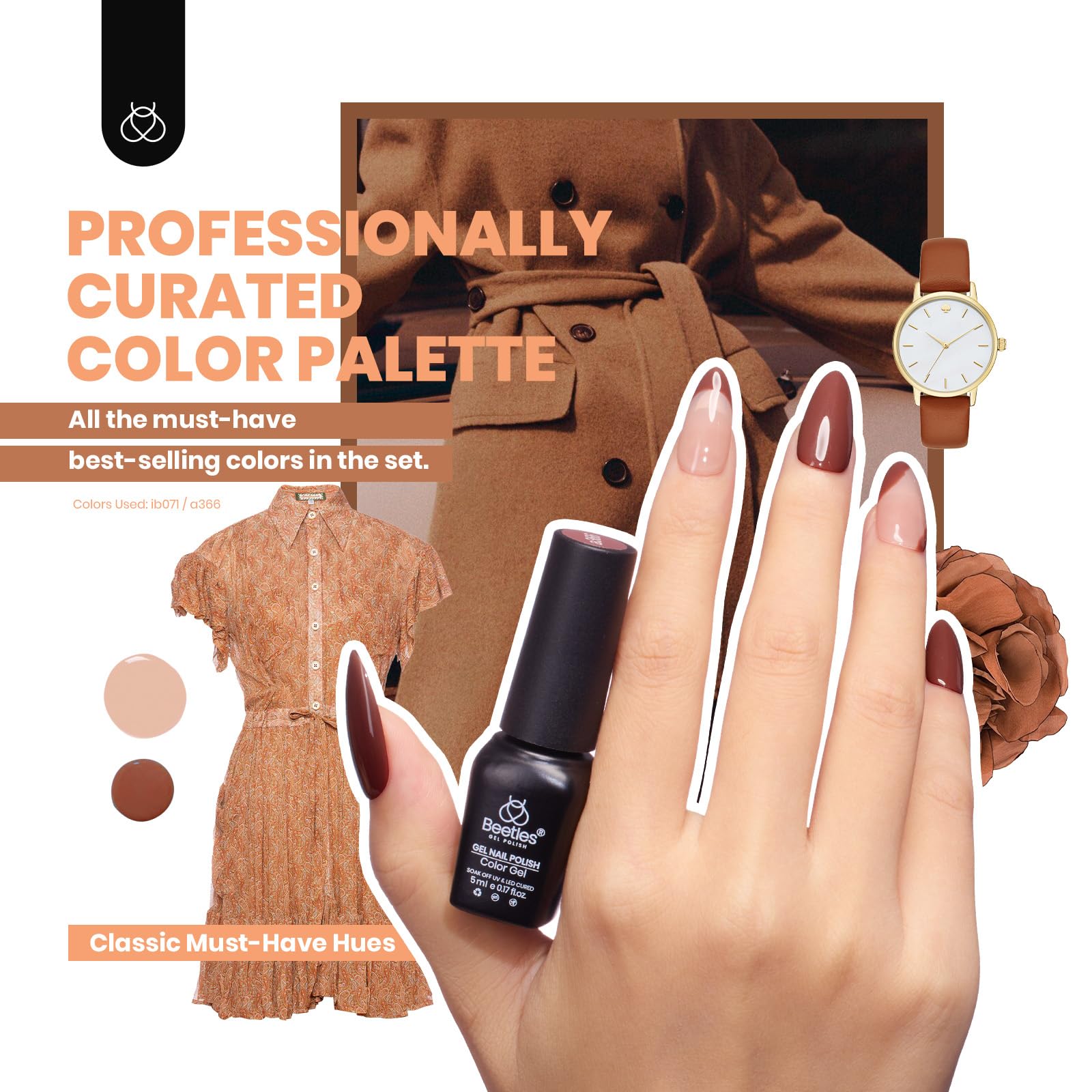 Escarabajos Esmalte en Gel 44 PCS Esmalte en Gel Set - 36 Colores Esmalte en Gel Set Capa Base Brillante Mate y Brillante Capa Superior Colección Muse Colorida Regalos para Mujeres Verano