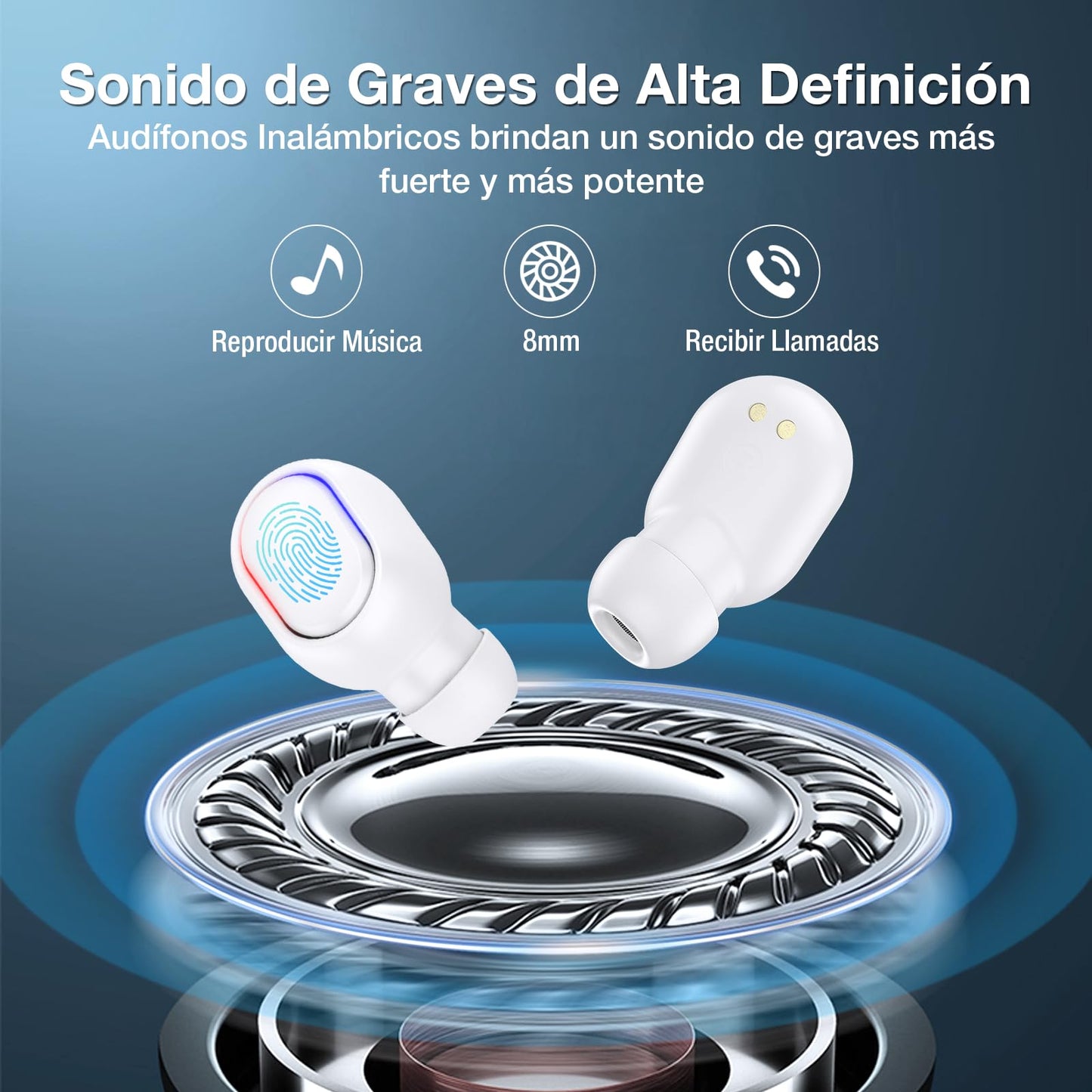 Audífonos Inalámbricos 1 Hora Blanco con Pantalla Digital para Correr y Escuchar Música
