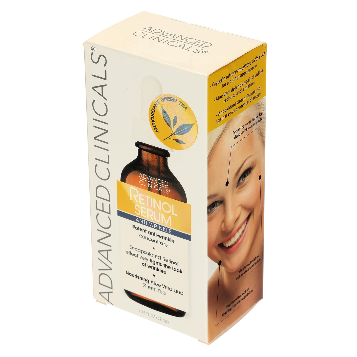 Suero Facial Anti-Arrugas con Retinol, Glicerina y Extracto de Té Verde - 52ml - Fórmula Avanzada para una Piel Renovada y Nutrida