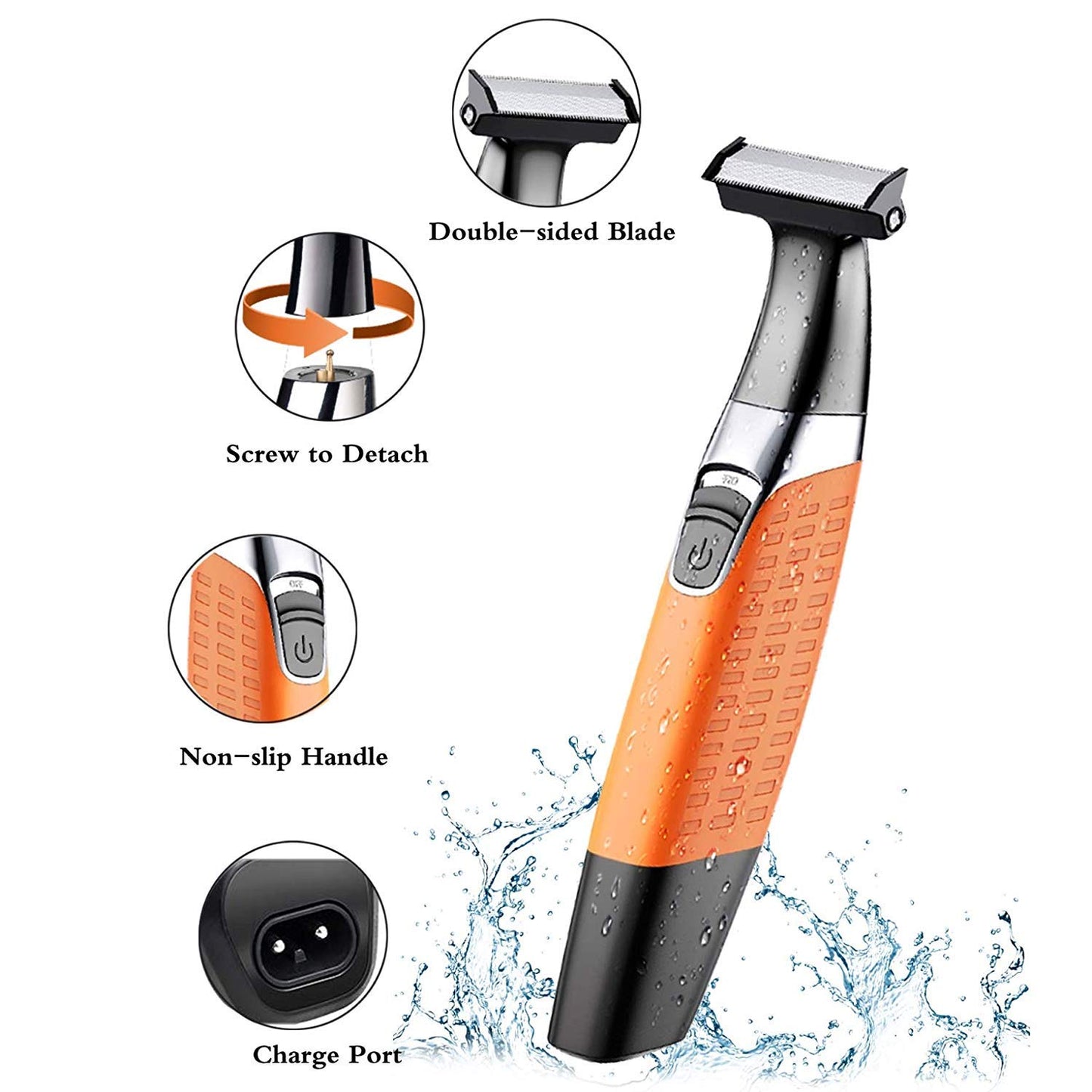 Afeitadoras eléctricas, recortadoras de barba para hombres, resistente al agua para el cuidado de la barba, sin cables USB recargable y removedor de pelo para cejas, barba facial y pelo corporal para hombres y mujeres