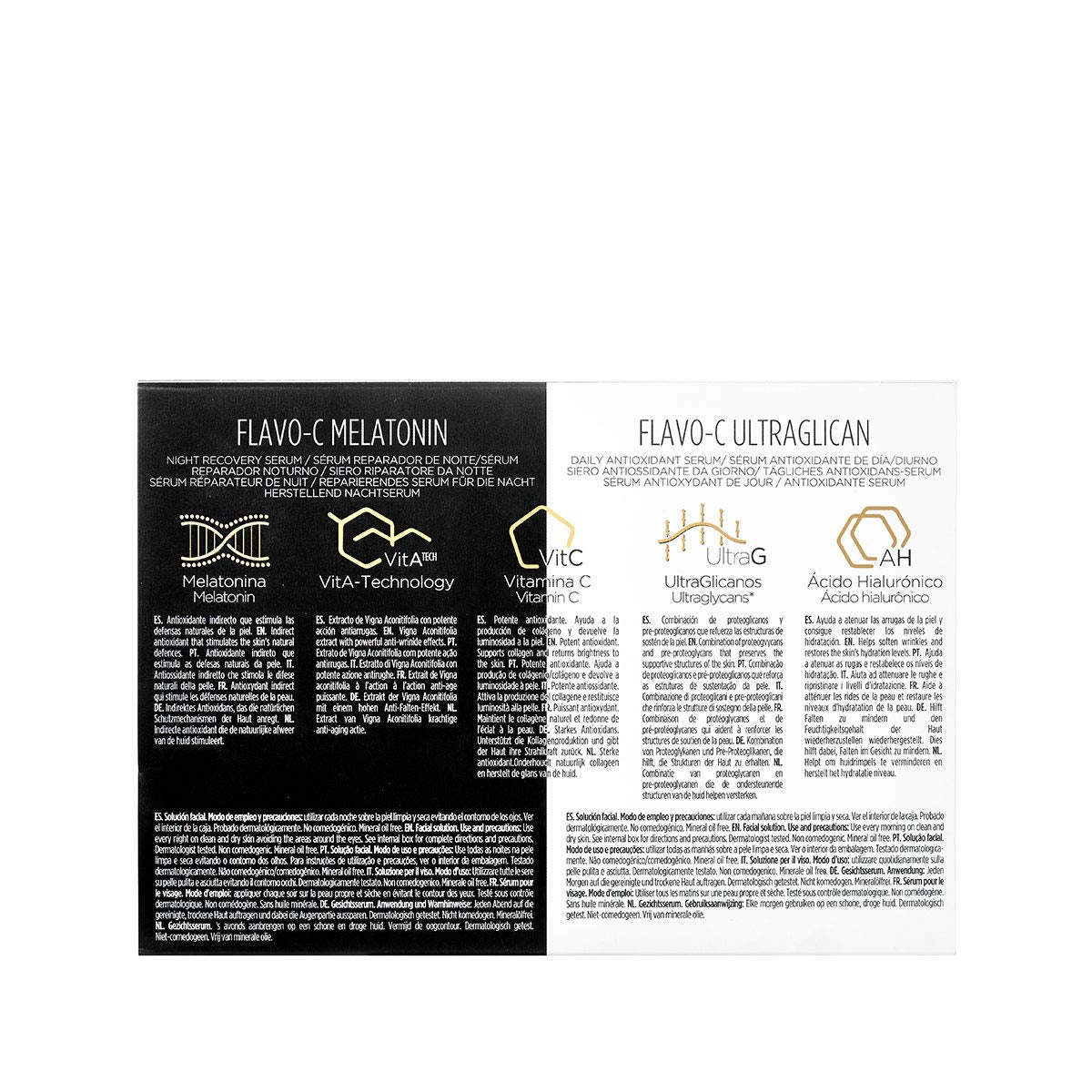 ISDIN Isdinceutics day & night flavo-c melatonin & ultraglican, serum facial antioxidante, hidratante y reparador con vitamina c, 20 ampolletas