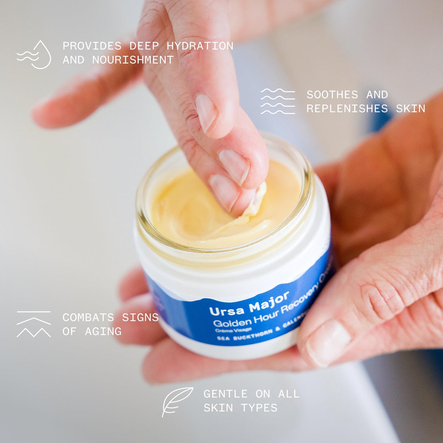 Ursa Major Golden Hour Recovery Cream - Intensely Hydrating yet Fast-Absorbing Natural Face Cream with Black Currant, Calendula and Sea Buckthorn (1.7 fl oz)