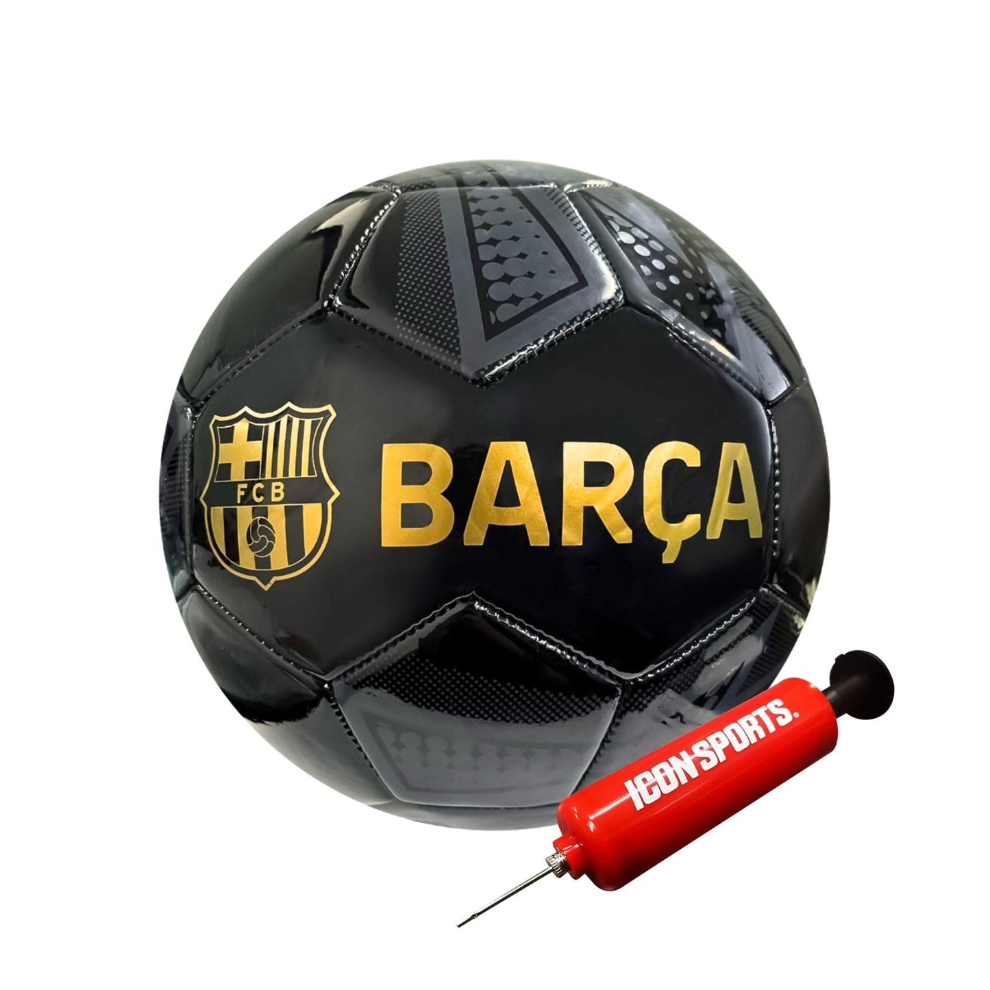 Balón de Fútbol Icon Sports Negro Oficial del FC Barcelona Talla 5 Arte Pop para Adultos y Niños