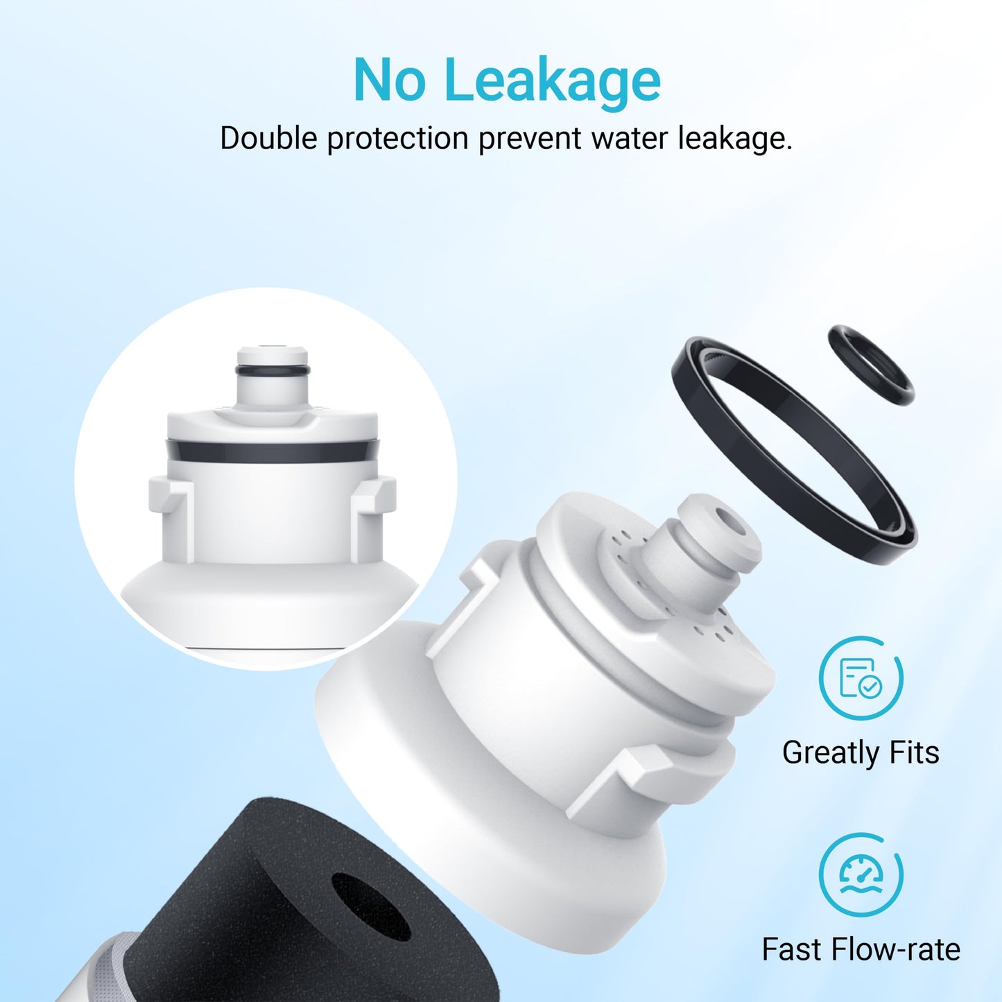 AQUACREST DW2042FR-09 Refrigerator Water Filter, Compatible with Daewoo DW2042FR, Kenmore 46-9130, DW2042FR-09, Aqua Crystal DW2042F-09