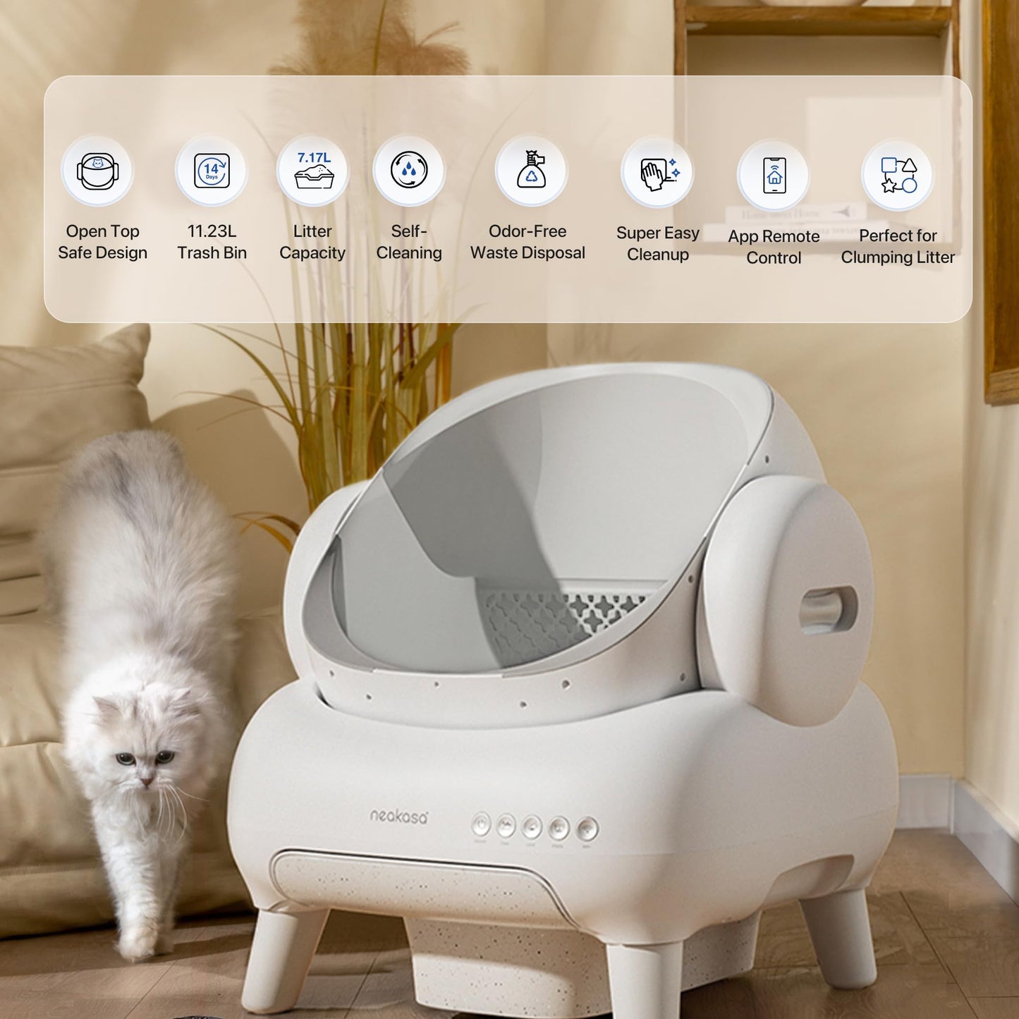 Caja de Arena Automática Neakasa Azul Claro con Autolimpieza y Control por Aplicación