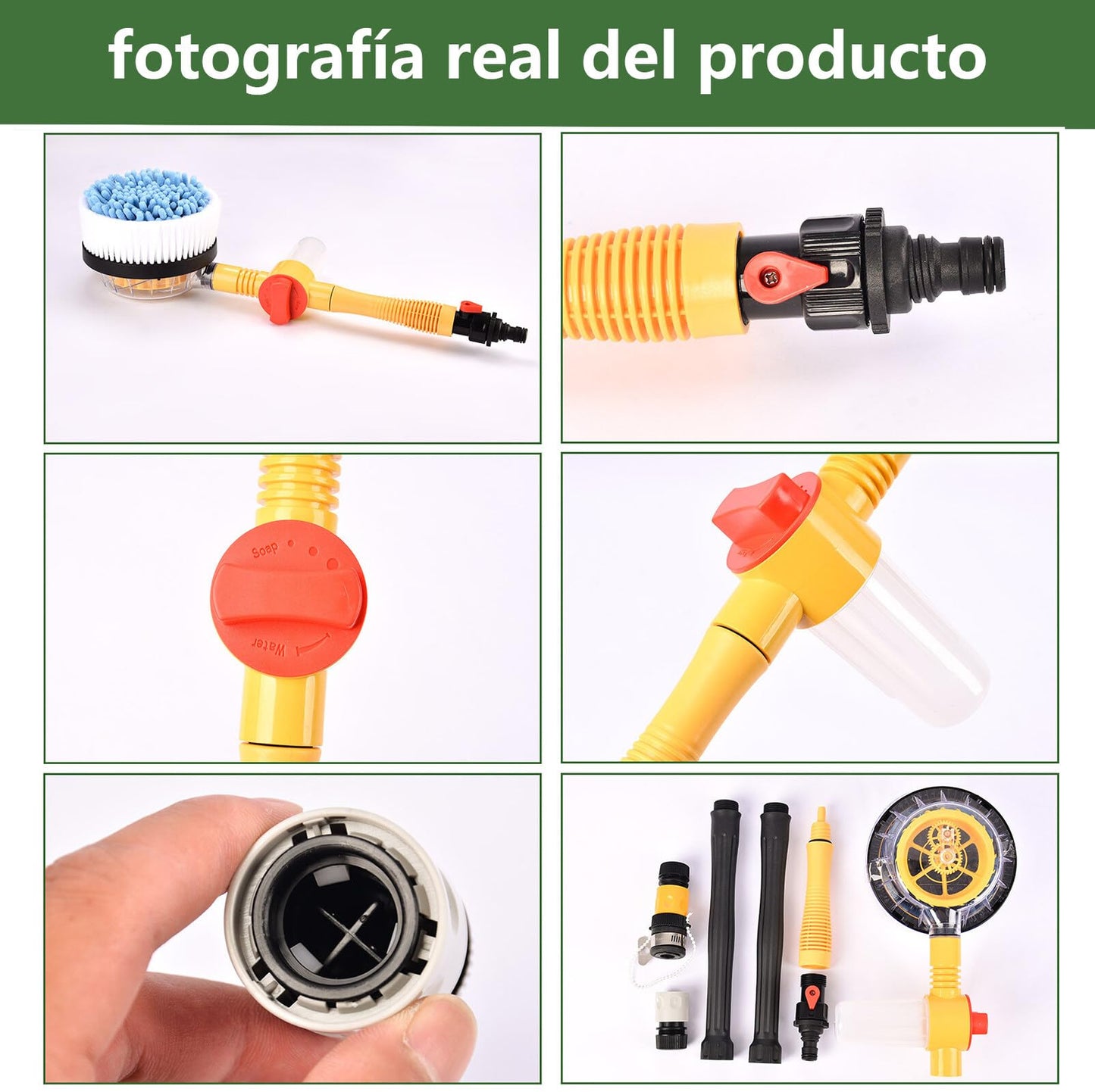 JKOKPMG Cepillo para Lavar Carros,Cepillo para Lavar Carros con Extension,Cepillo Giratorio para Lavar Carros,Cepillo para Polvo Giratorio de 360°,Pinceles Espuma Giratorio 3 In 1 15m