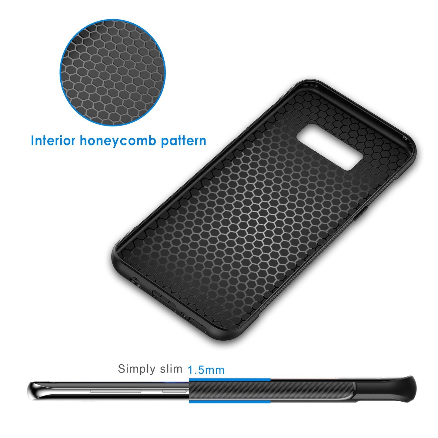 JETech Funda Slim para Samsung Galaxy S8, Carcasa Teléfono Delgado con Absorción de Impacto y Diseño de Fibra de Carbón (Negro)